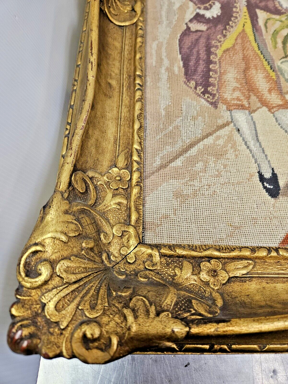 Framed Victorian Tapestry Needlepoint Parlor Artwork