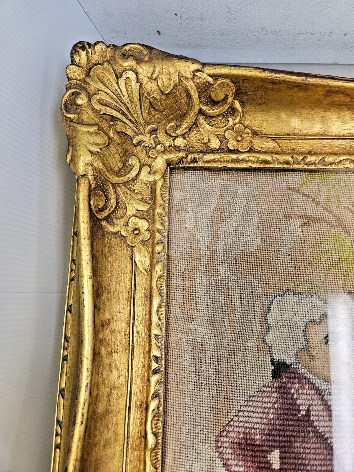 Framed Victorian Tapestry Needlepoint Parlor Artwork