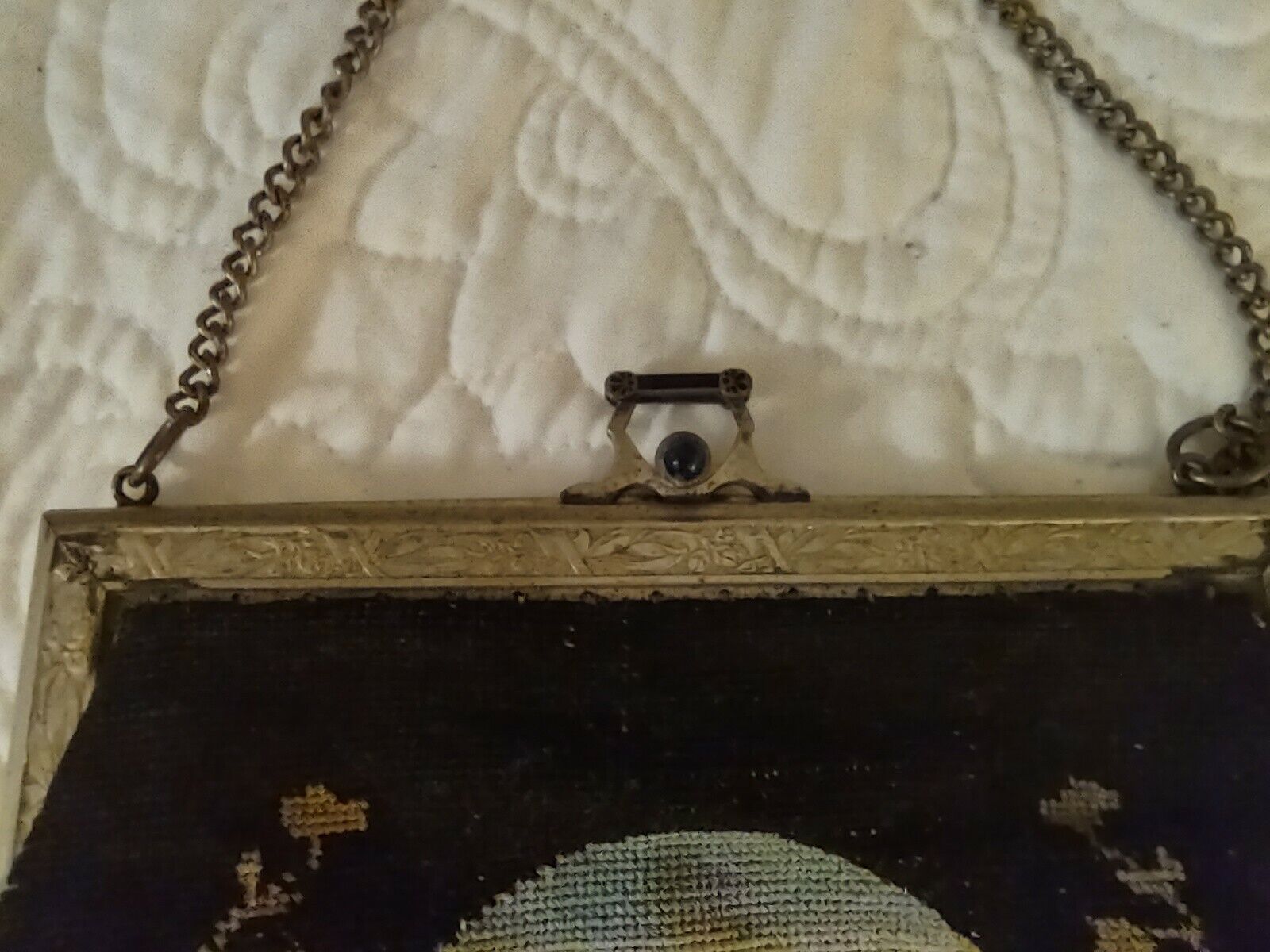 Victorian Lady Needlepoint Tapestry Bag Purse