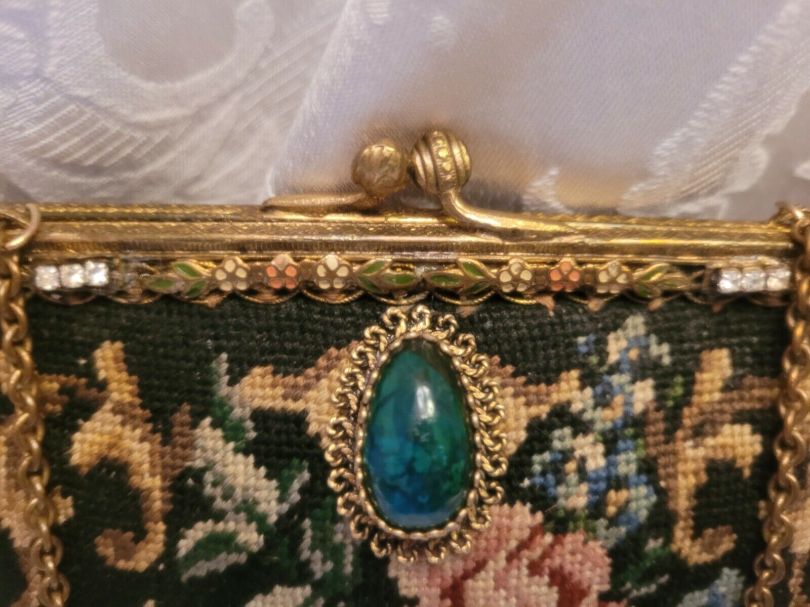 Victorian Floral Needlepoint Tapestry Handbag