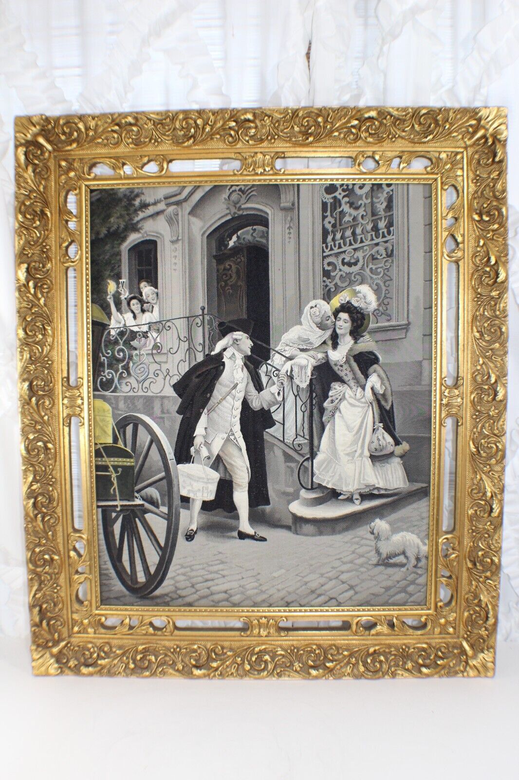 Vintage 1900s French Framed Silk Tapestry