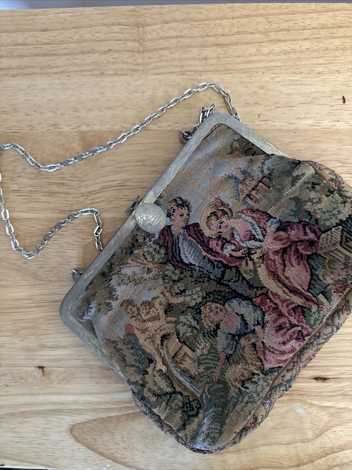 Victorian Tapestry Lady Handbag with Chain Strap