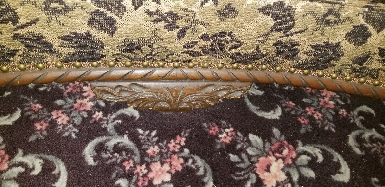 Antique Hand-Carved Victorian Accent Sofa