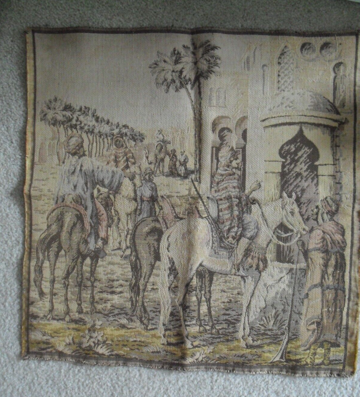 Antique Early 1900s Middle Eastern Horse Tapestry
