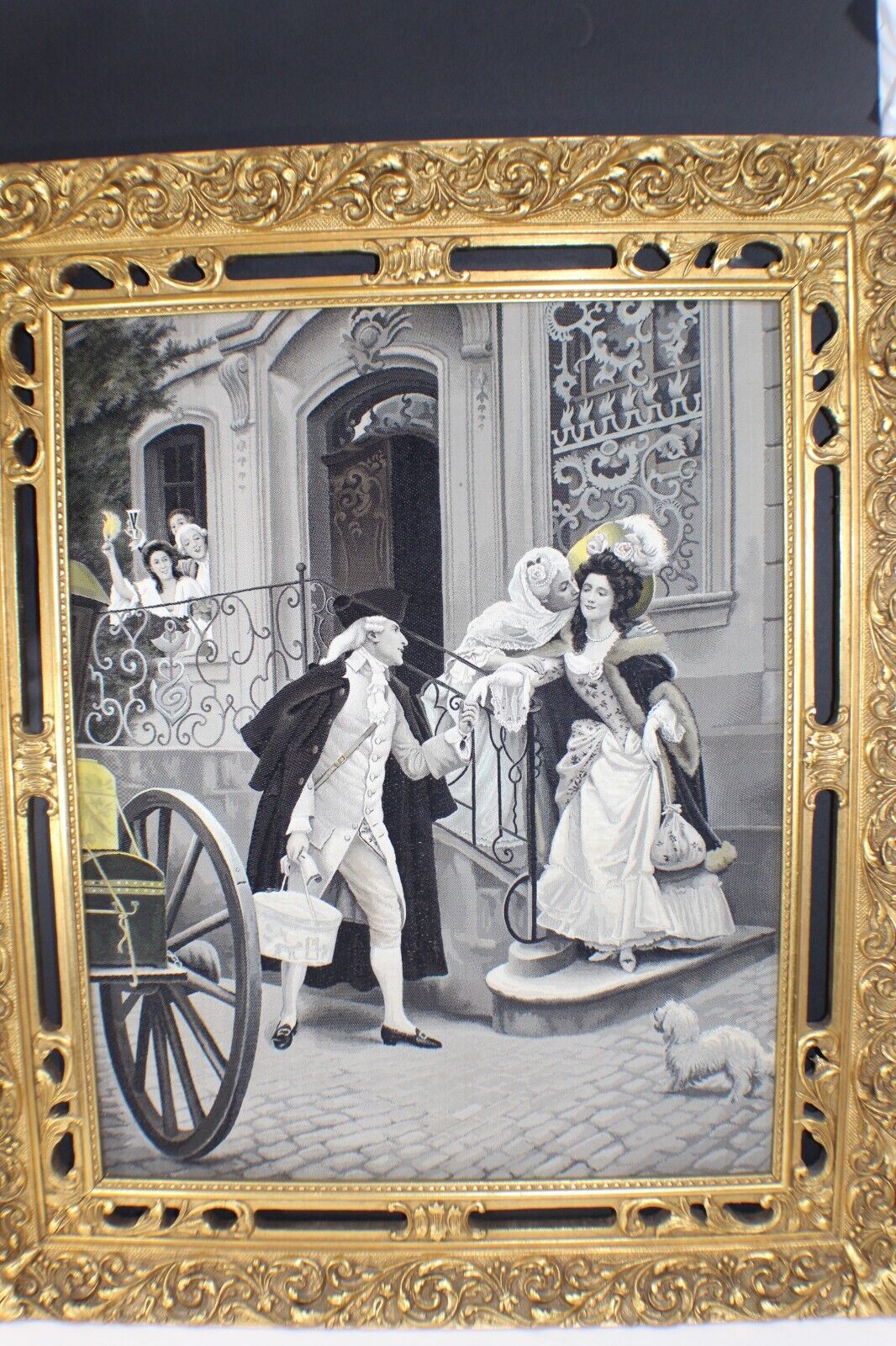 Vintage 1900s French Framed Silk Tapestry