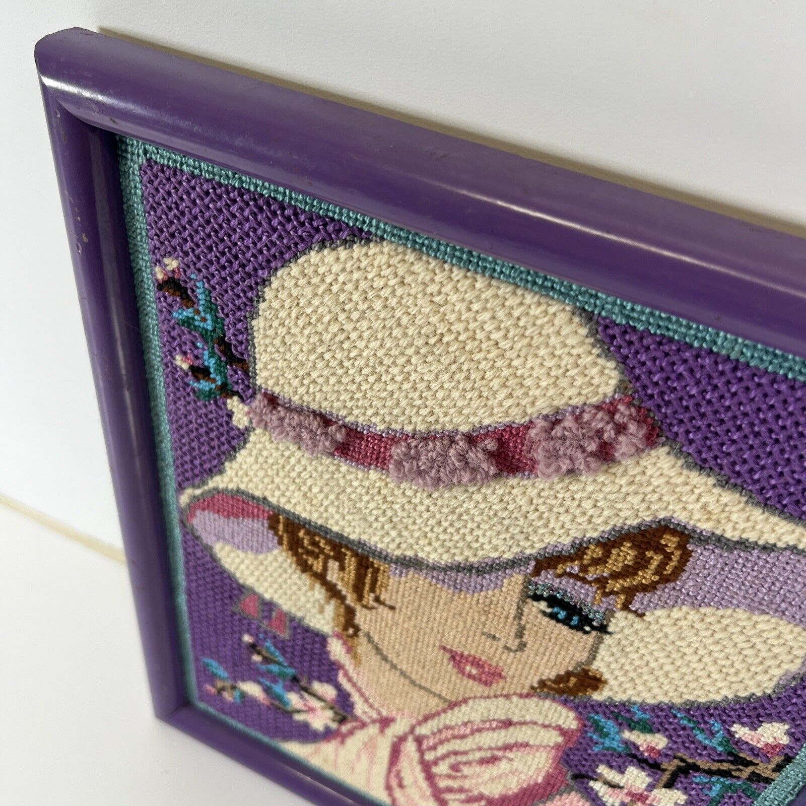 Framed Vintage Purple Floral 3D Tapestry Art