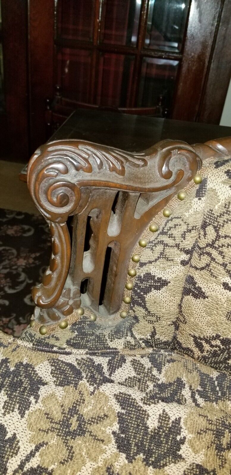Antique Hand-Carved Victorian Accent Sofa