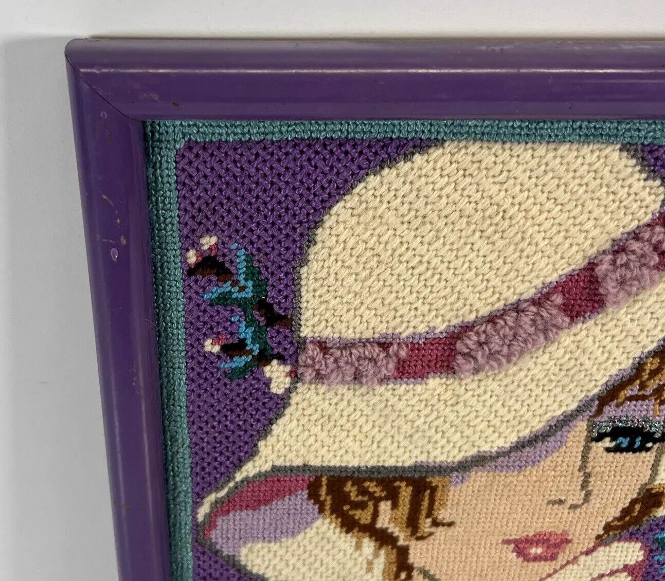 Framed Vintage Purple Floral 3D Tapestry Art