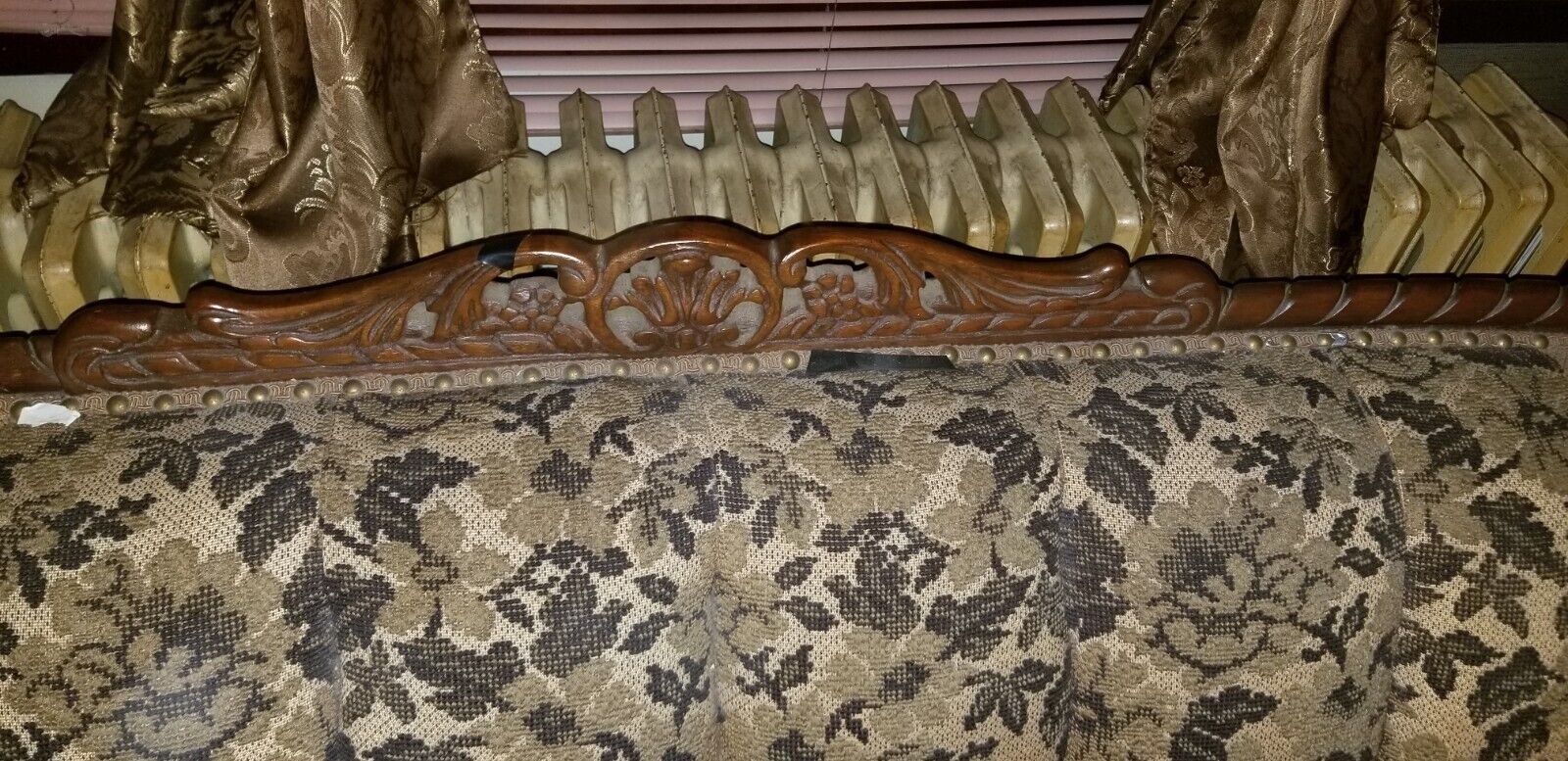 Antique Hand-Carved Victorian Accent Sofa