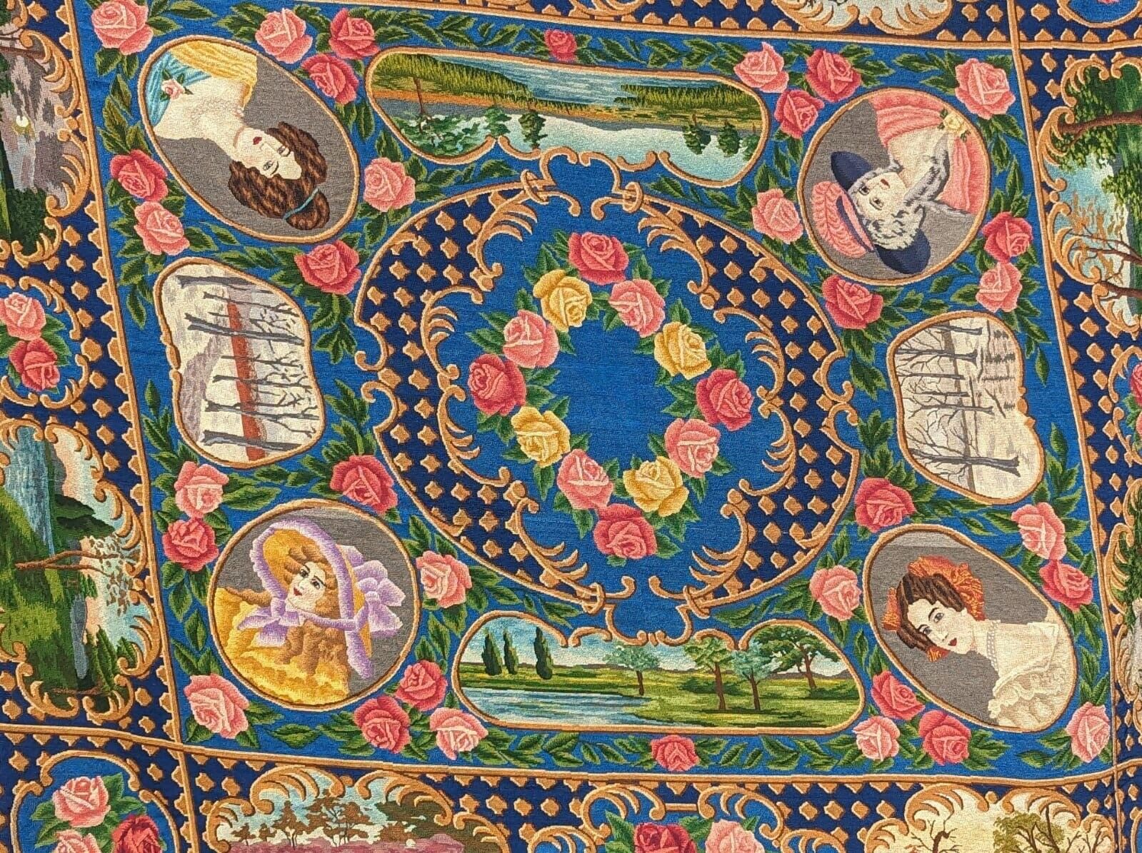 Edwardian Handcrafted Needlepoint Tapestry - Four Seasons