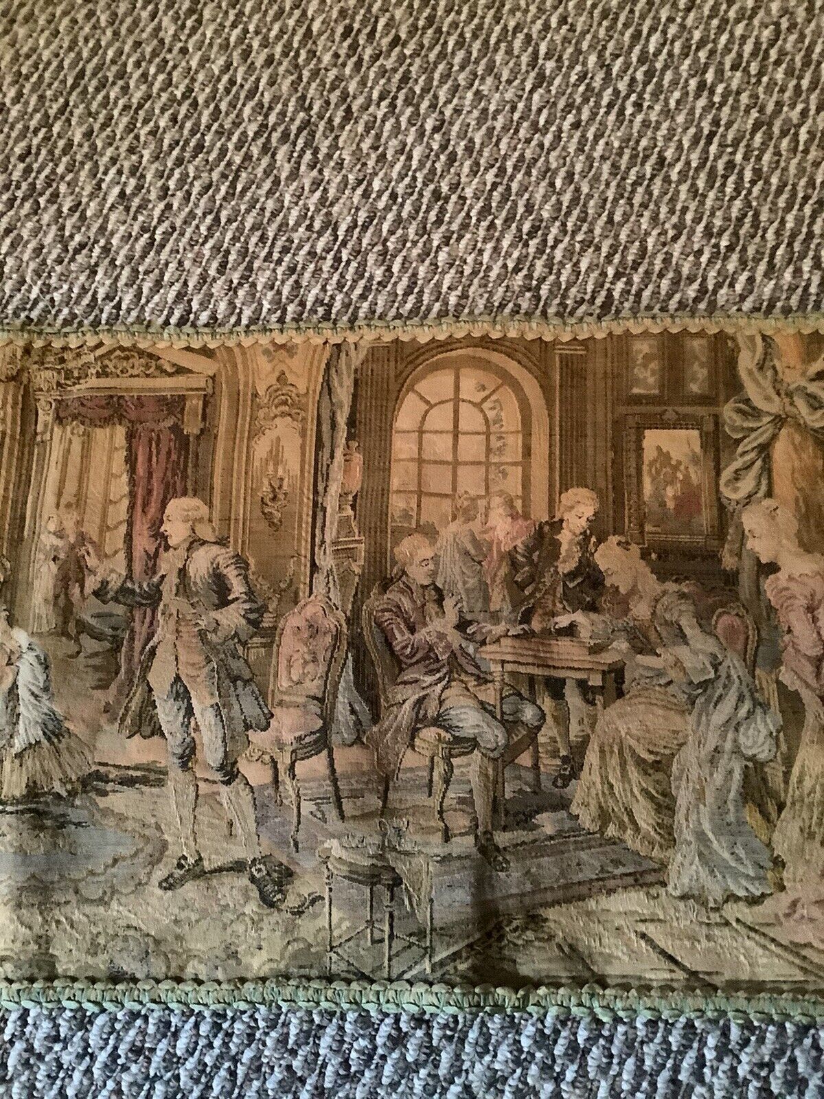 Victorian Belgian Silk Tapestry with Bric Brac Trim