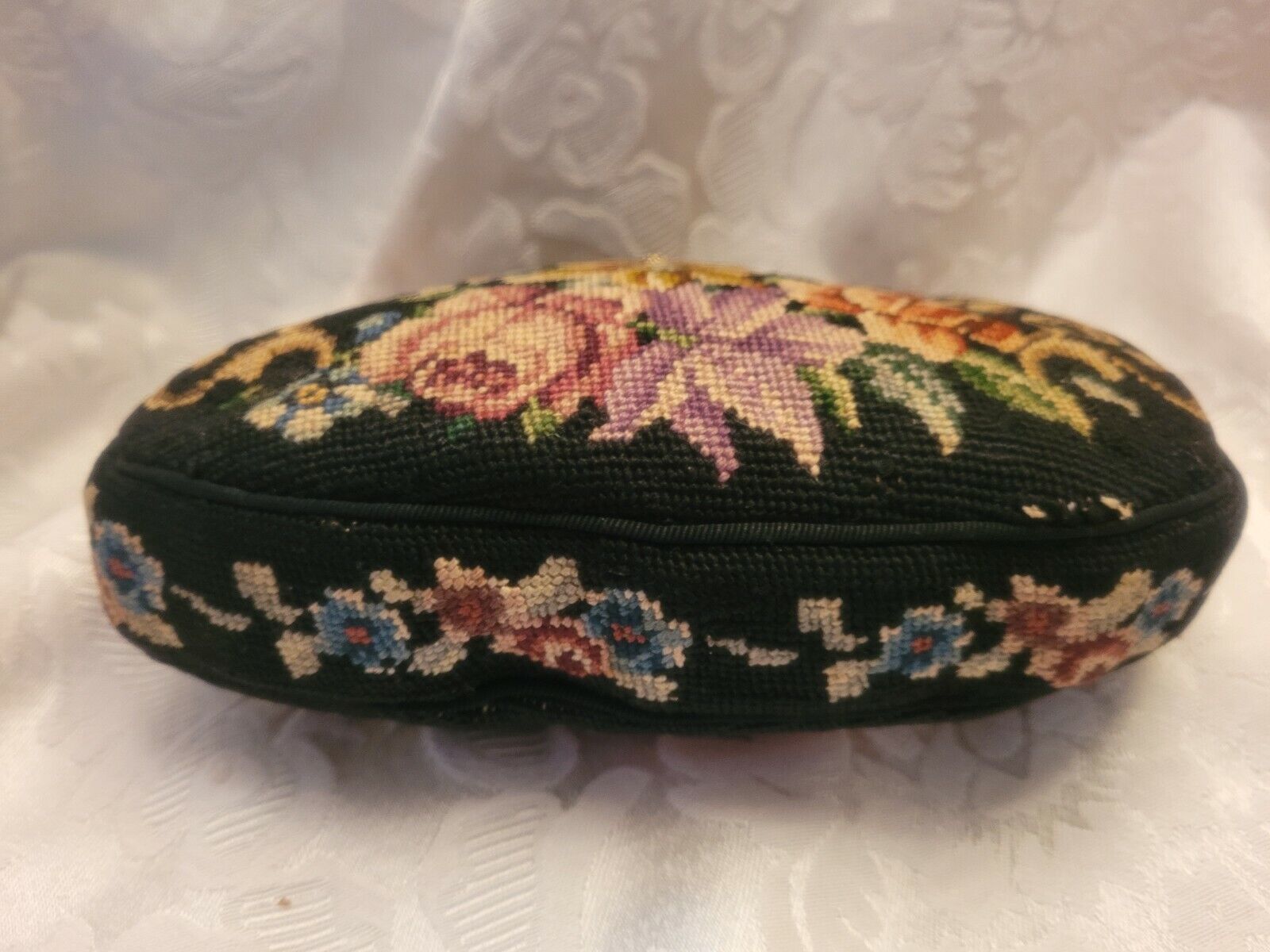 Victorian Floral Needlepoint Tapestry Handbag