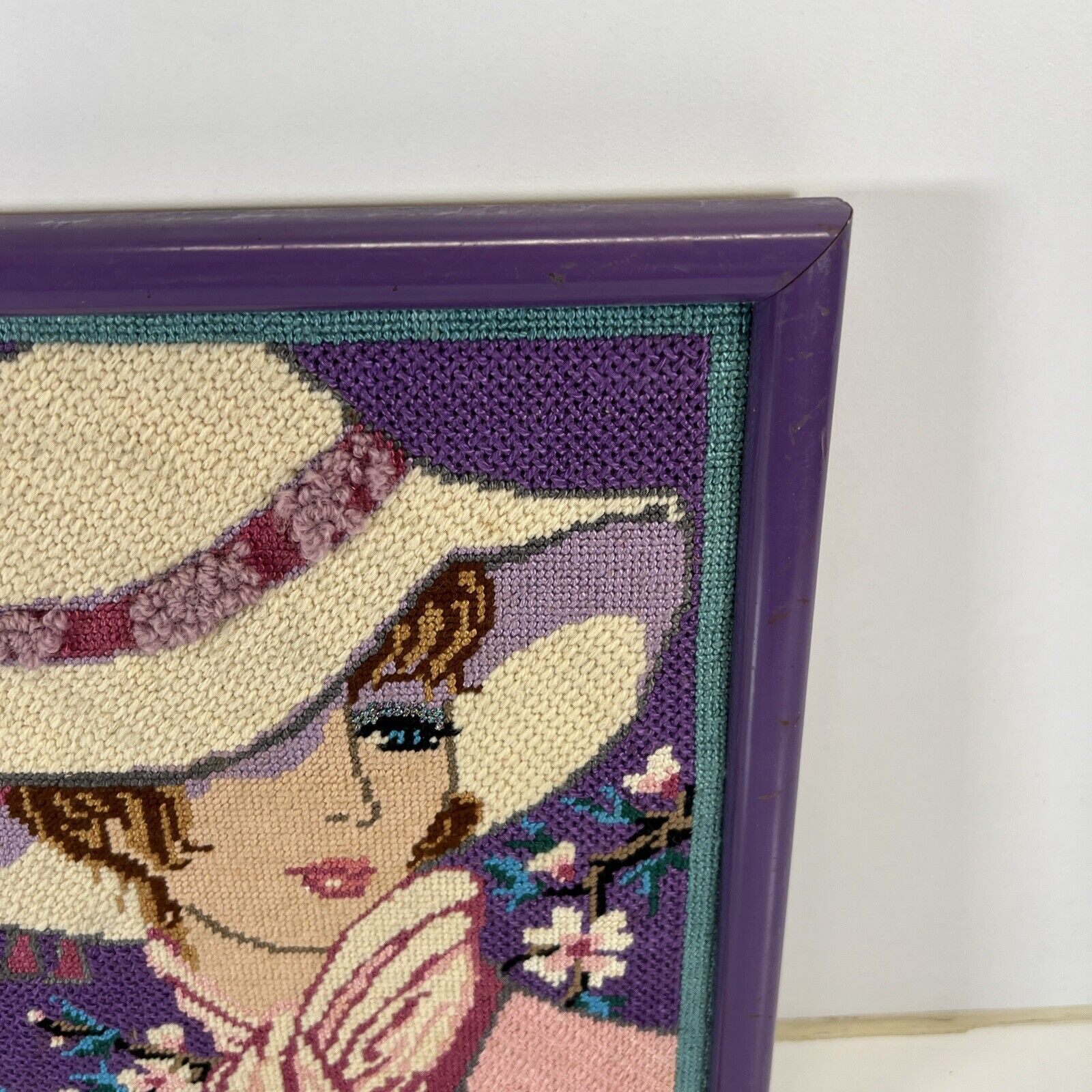 Framed Vintage Purple Floral 3D Tapestry Art