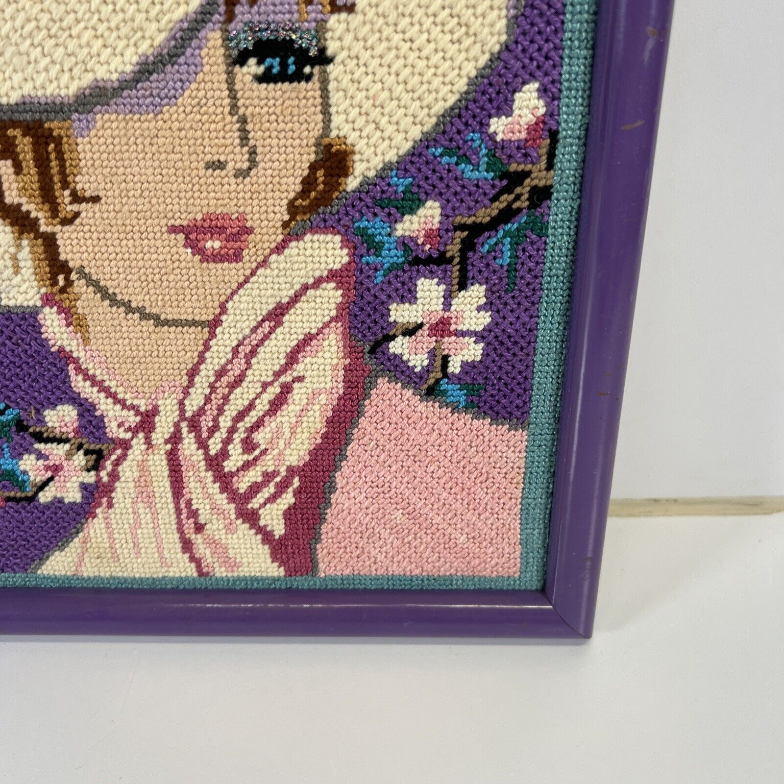 Framed Vintage Purple Floral 3D Tapestry Art
