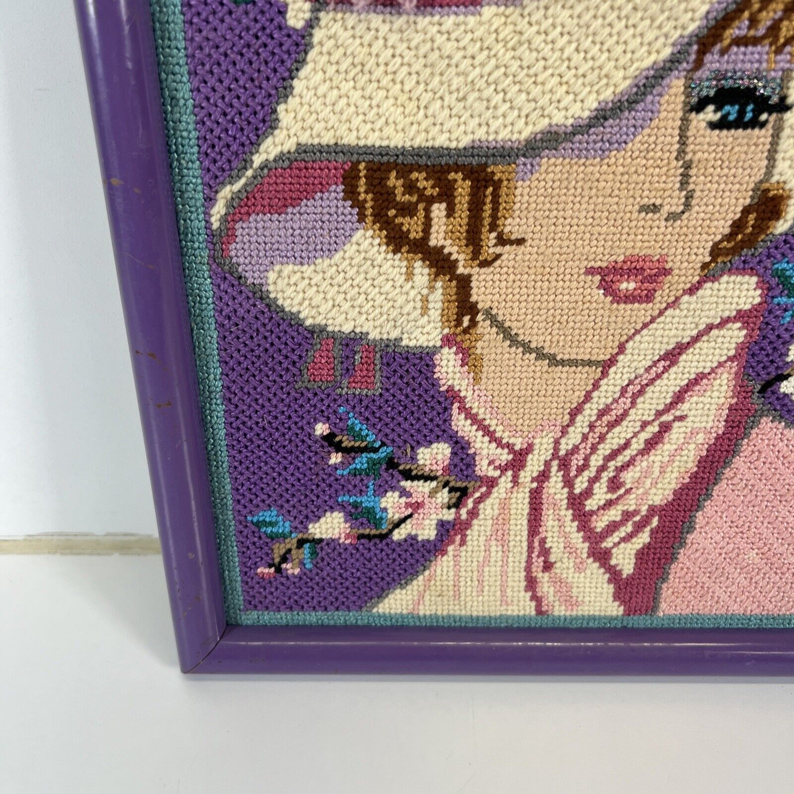 Framed Vintage Purple Floral 3D Tapestry Art