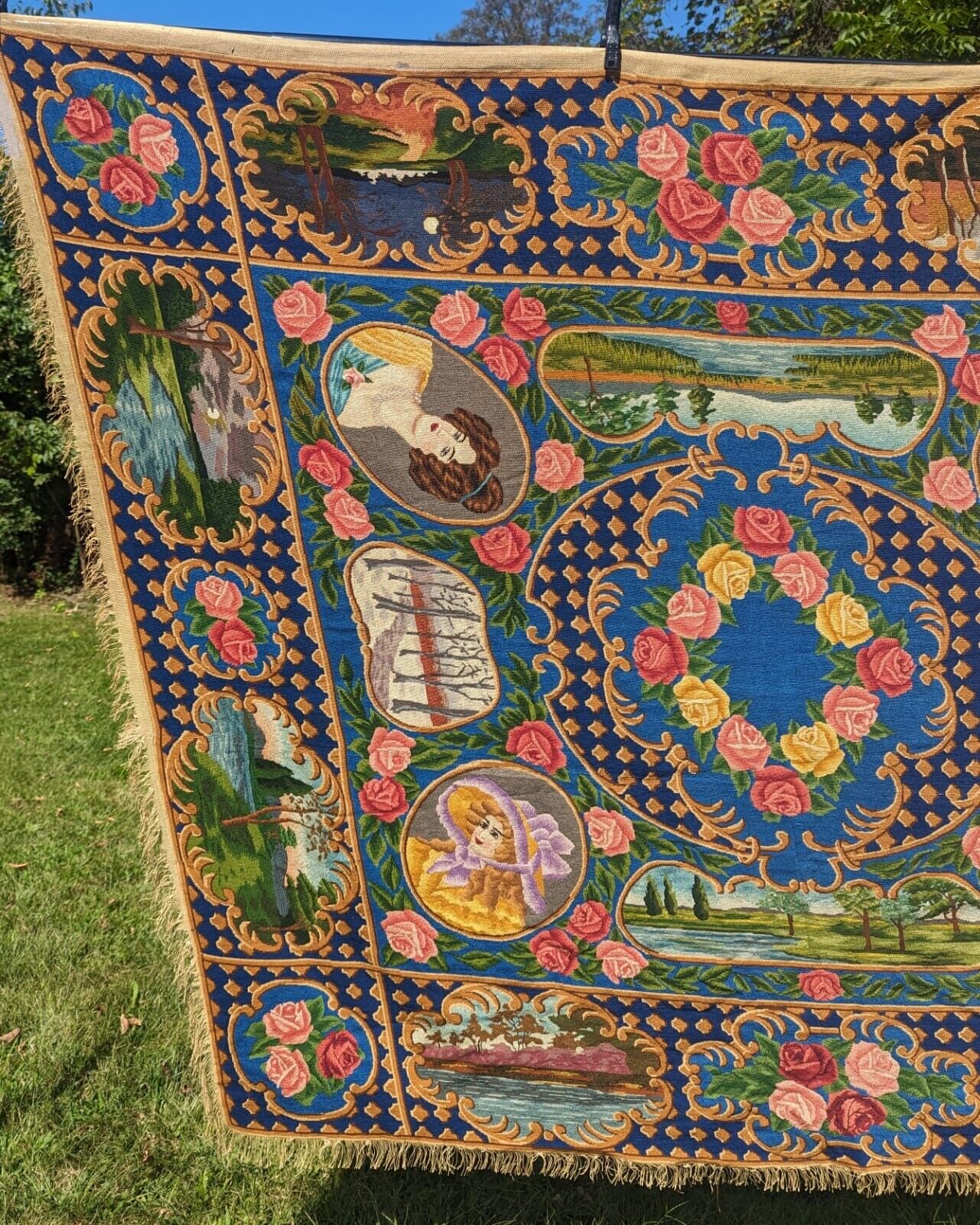 Edwardian Handcrafted Needlepoint Tapestry - Four Seasons