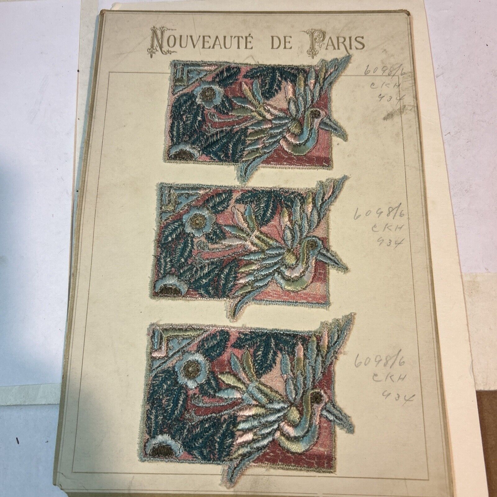 1900s French Upholstery Tapestry Sample Card