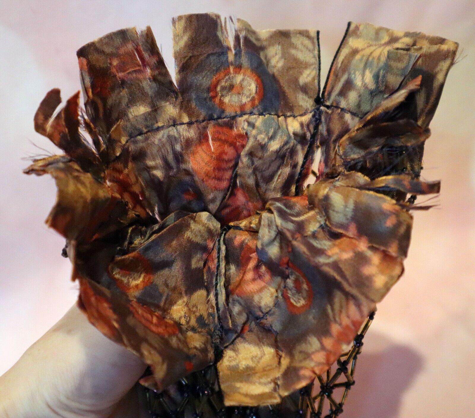 Victorian Beaded Purse with Floral Tapestry Design