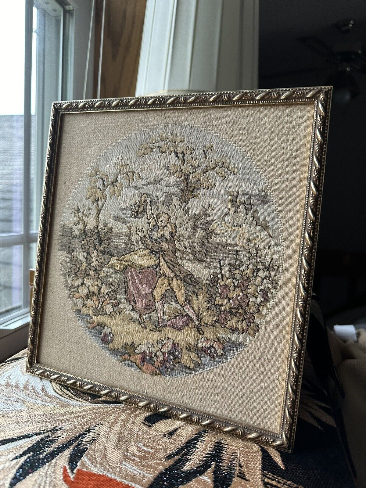 Vintage French Tapestry Framed Textile Artwork