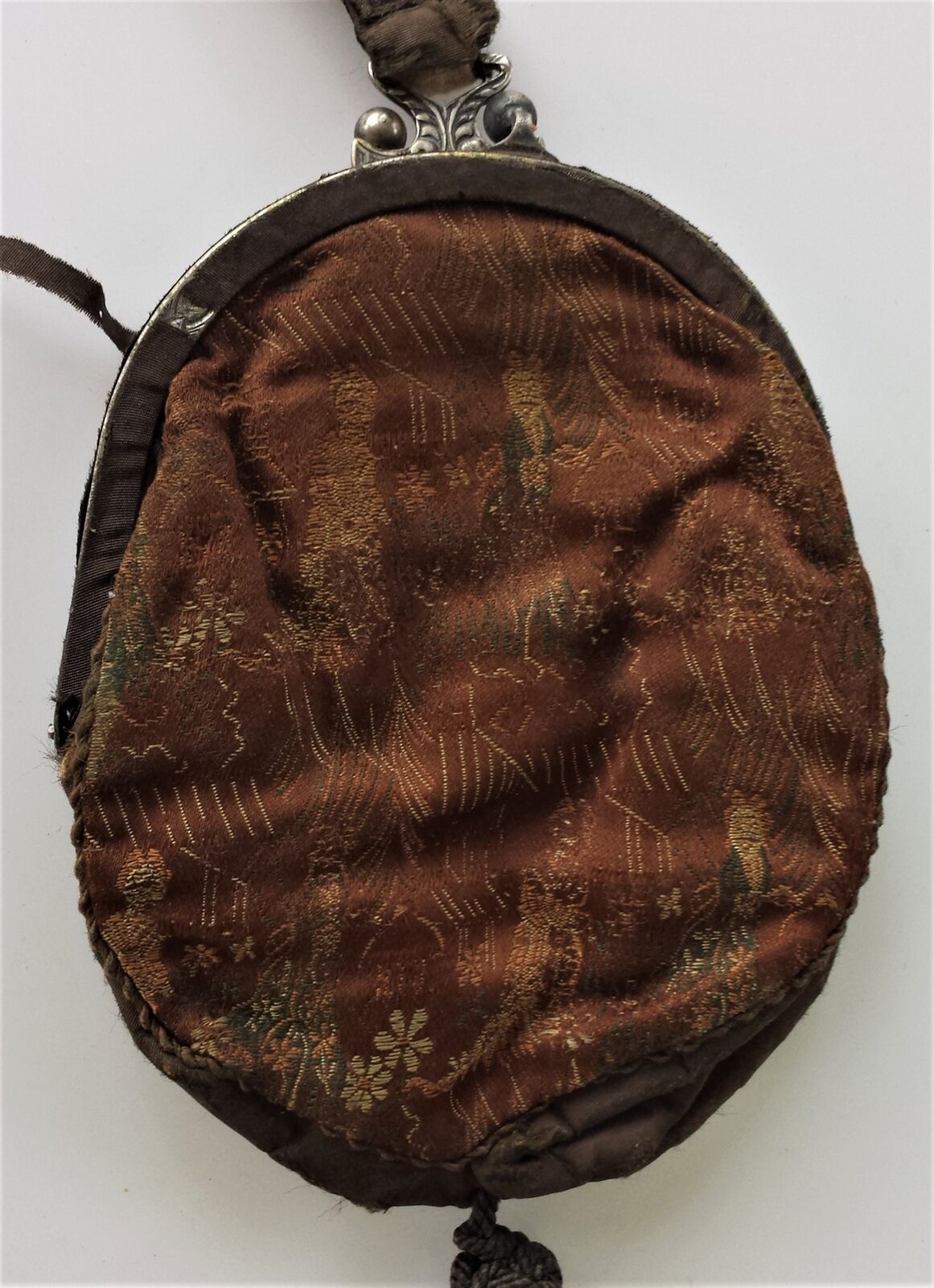 Victorian Antique Silk Tapestry Purse with Mirror
