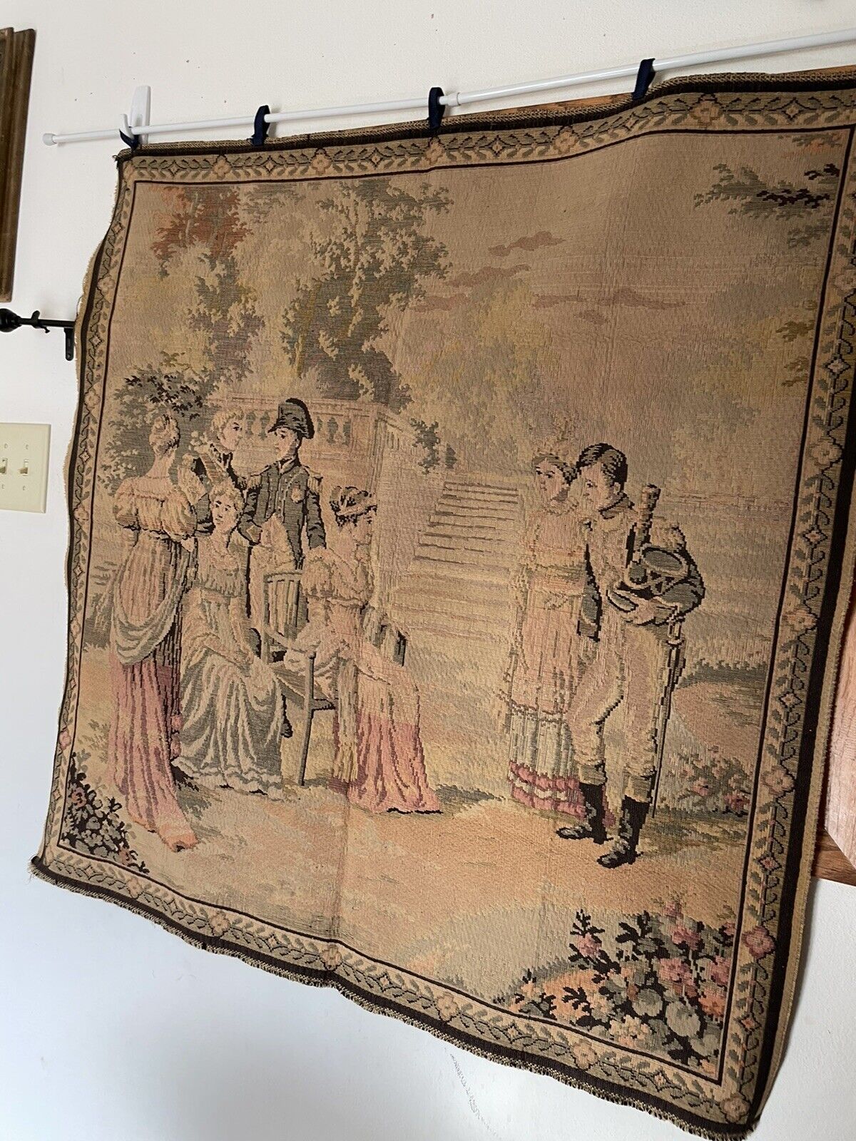French Romantic Antique Textile Tapestry for Home Decor
