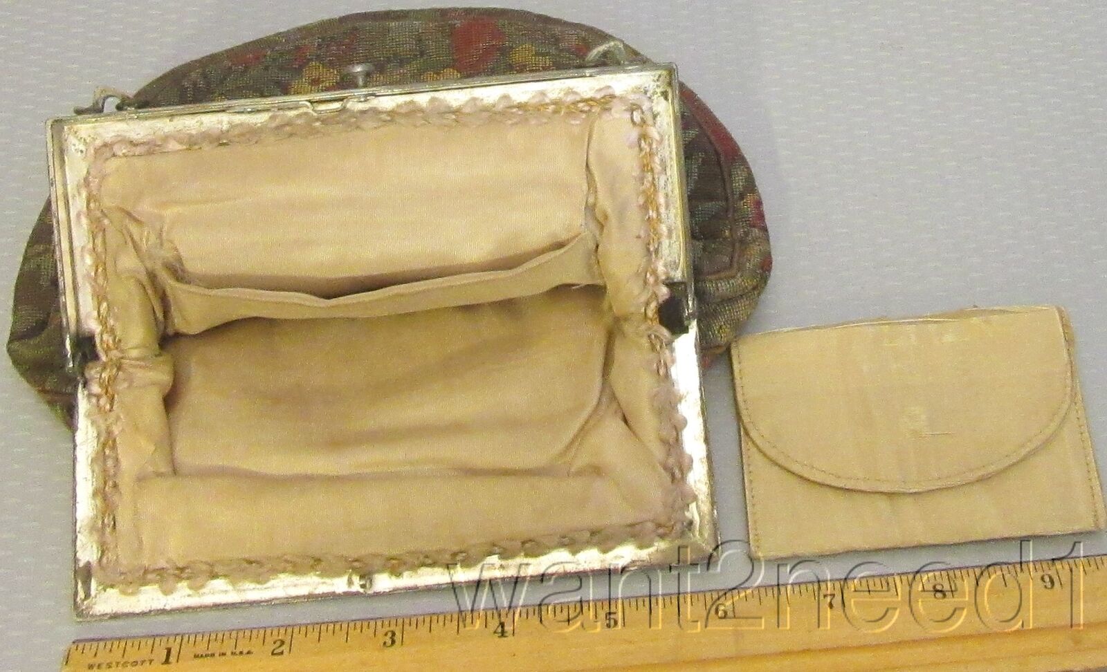 Edwardian French Tapestry Handbag with Floral Design