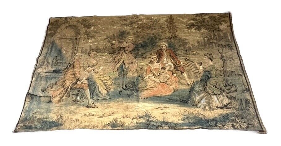 Early 1900s FAMCO French Linen Wall Tapestry