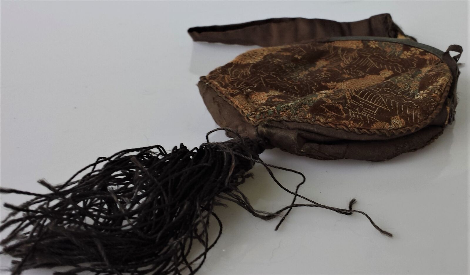 Victorian Antique Silk Tapestry Purse with Mirror
