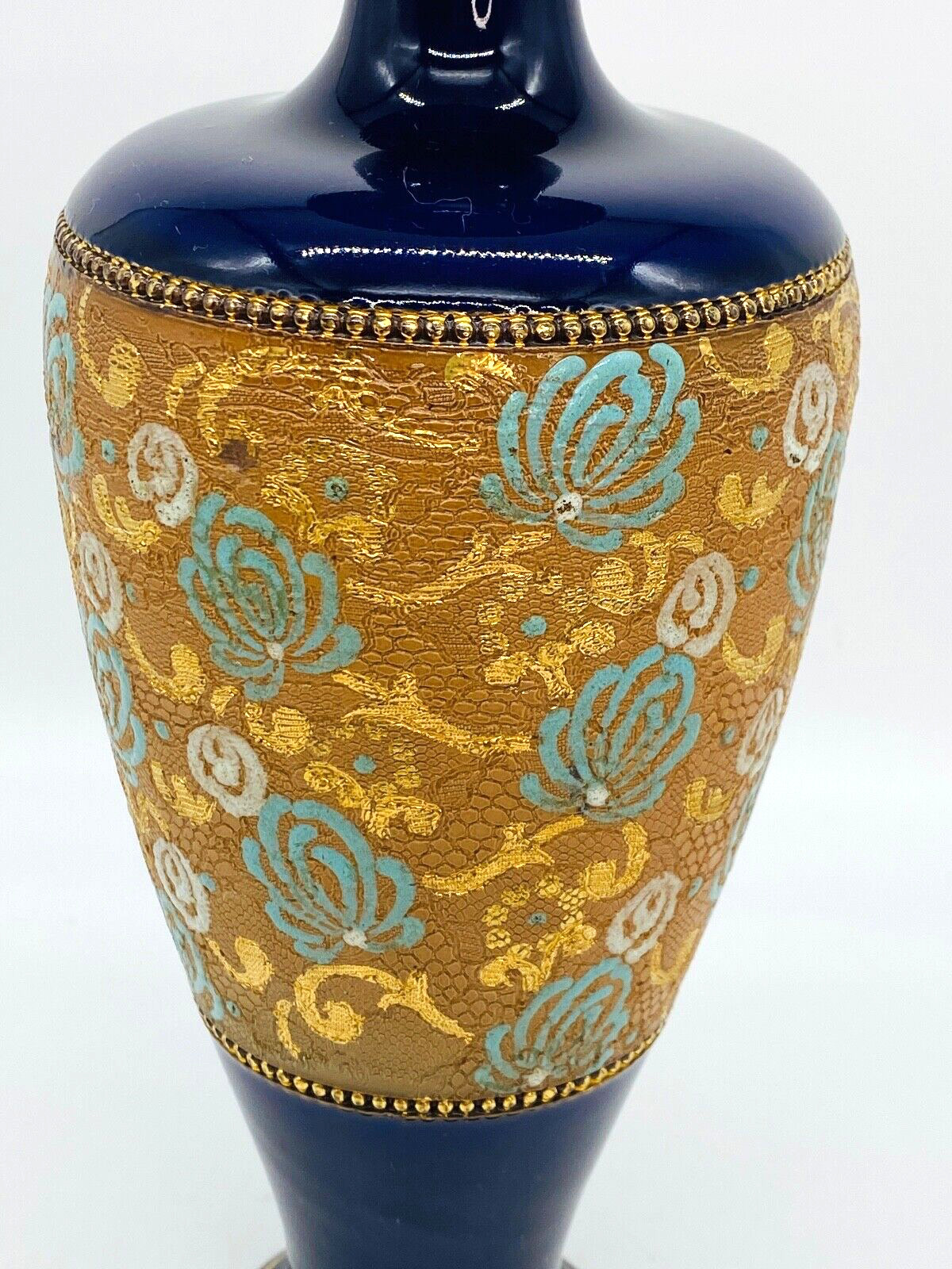 Royal Doulton Cobalt Glaze Tapestry Slater Vase