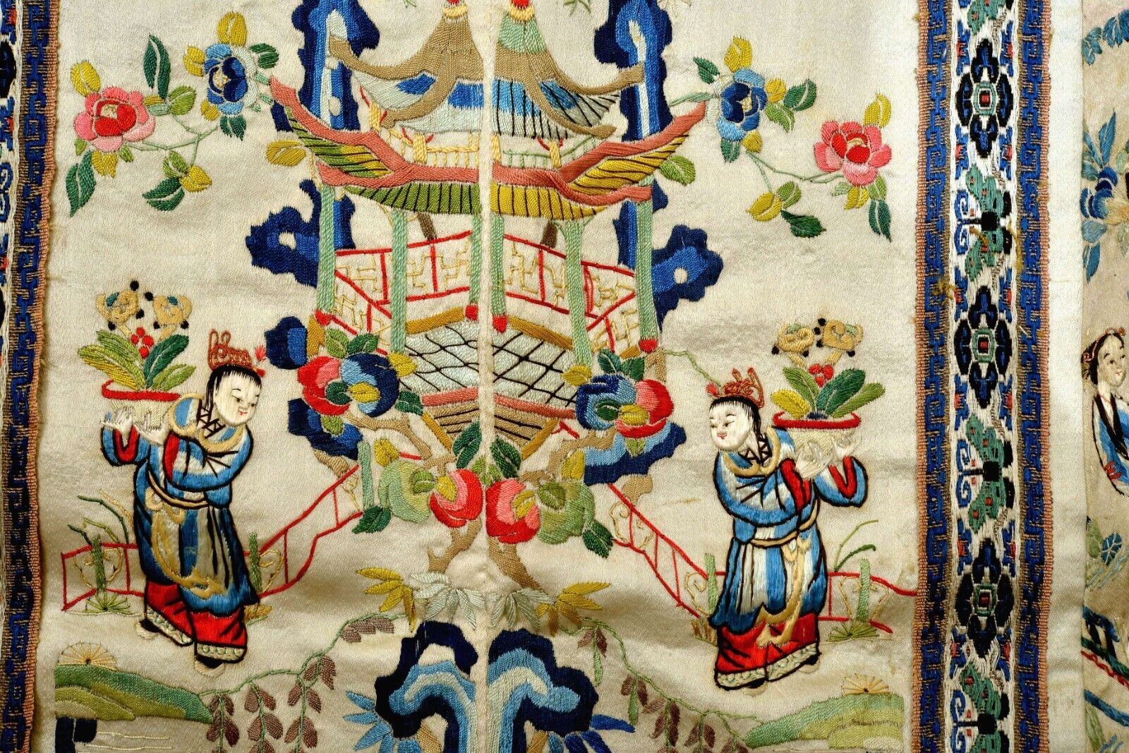 Antique Chinese Silk Embroidery Tapestry Panel