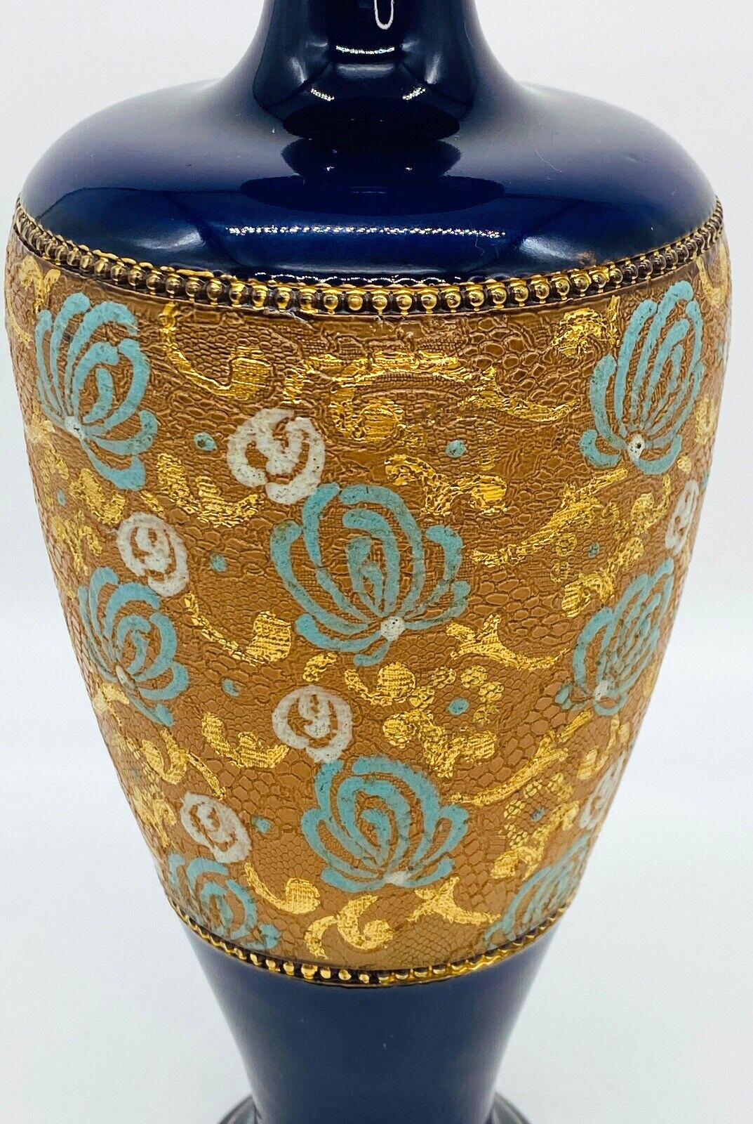 Royal Doulton Cobalt Glaze Tapestry Slater Vase