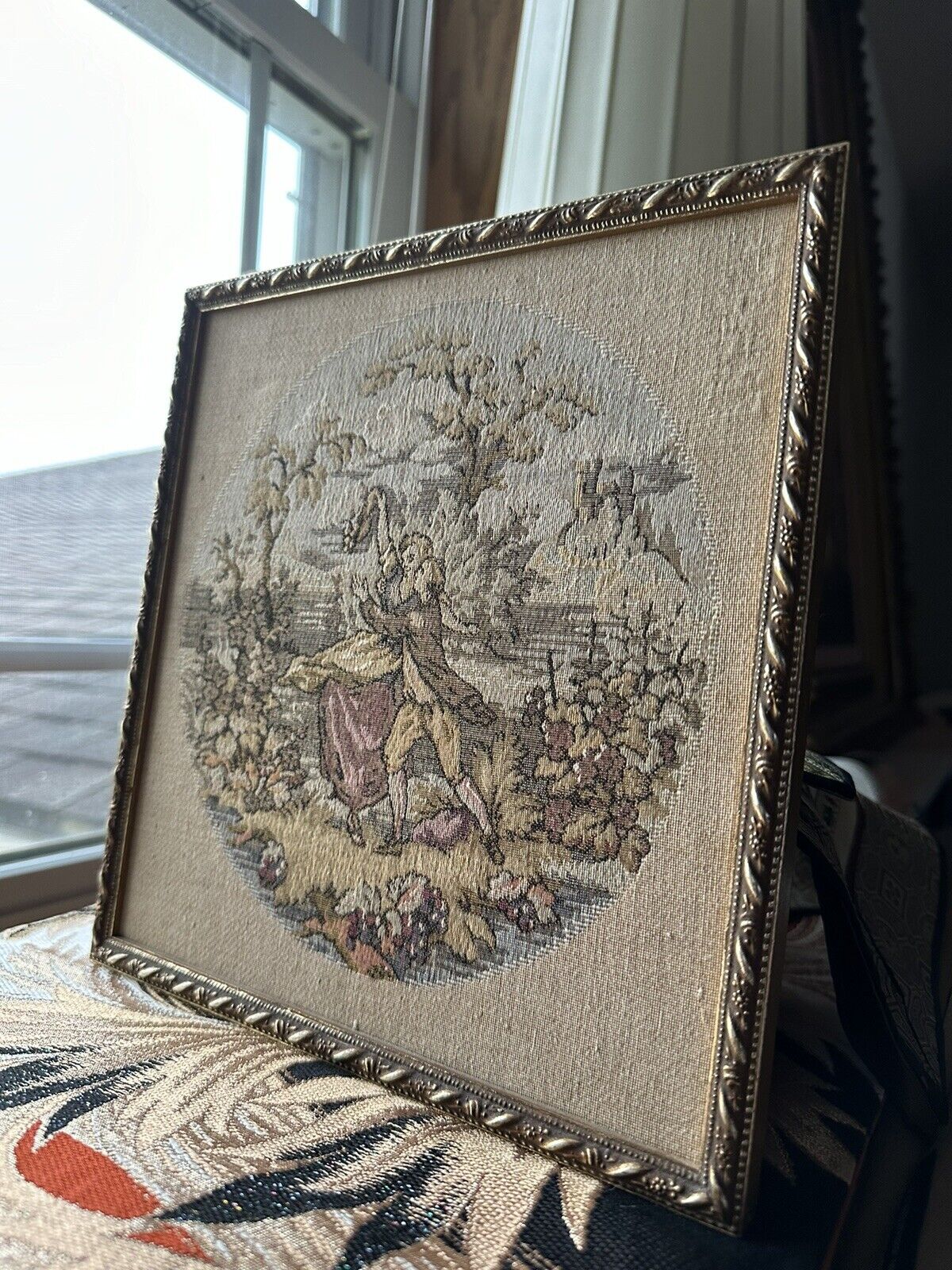 Vintage French Tapestry Framed Textile Artwork
