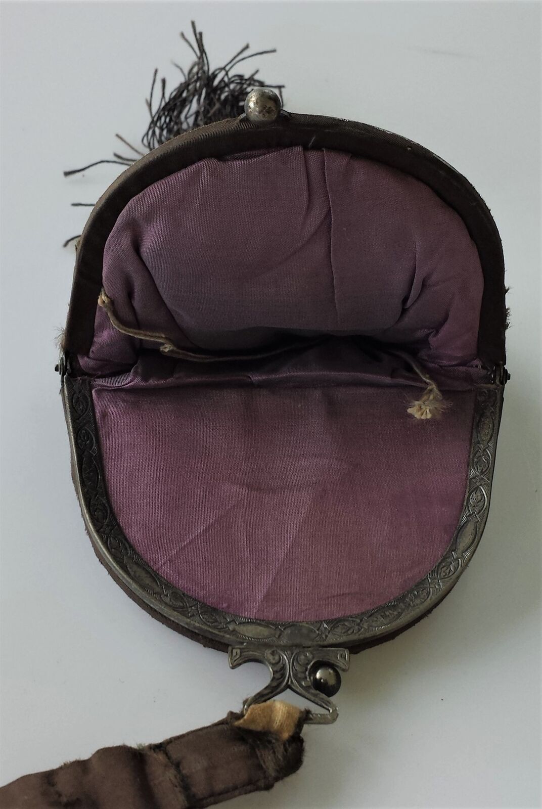 Victorian Antique Silk Tapestry Purse with Mirror