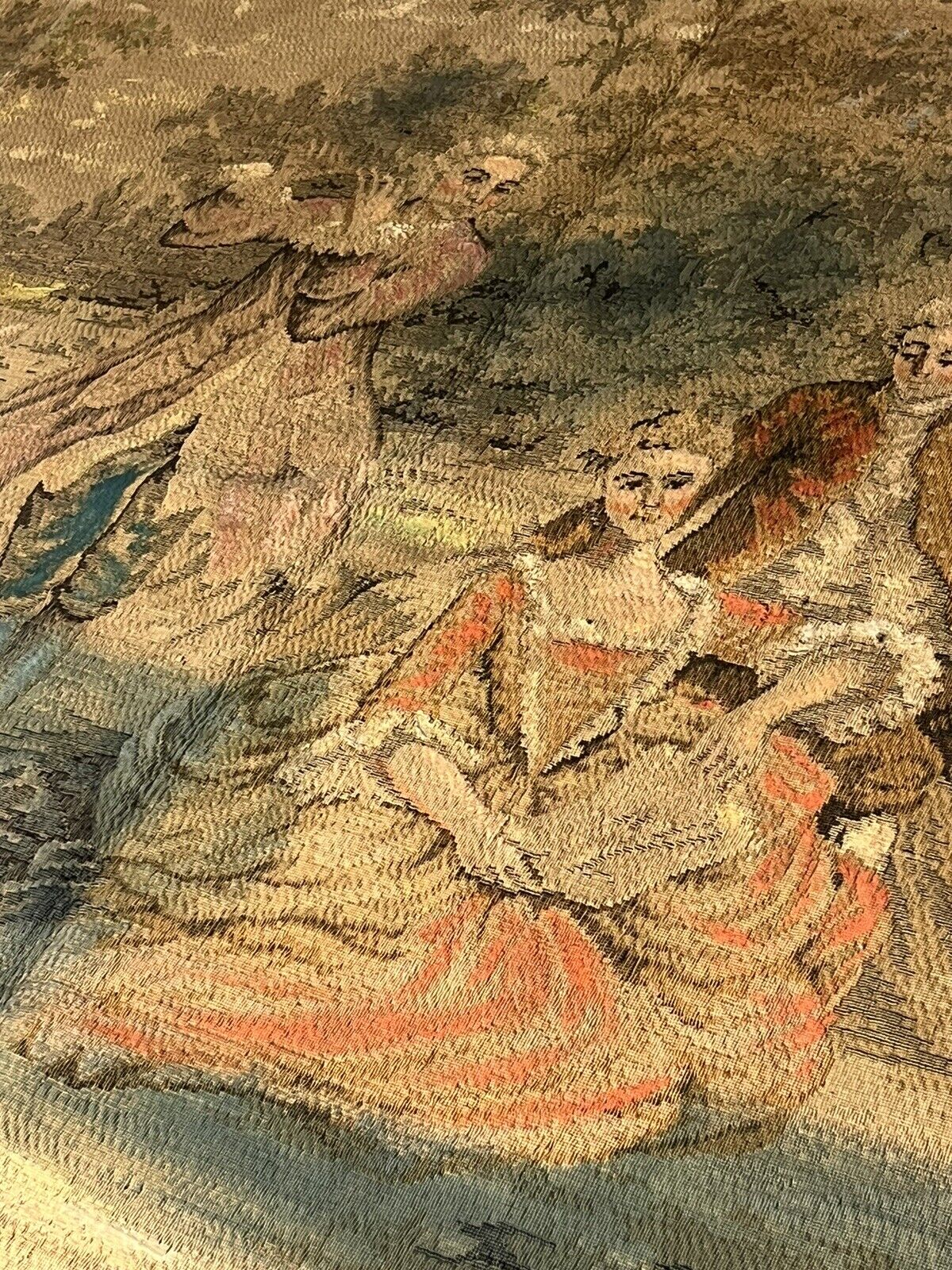 Early 1900s FAMCO French Linen Wall Tapestry