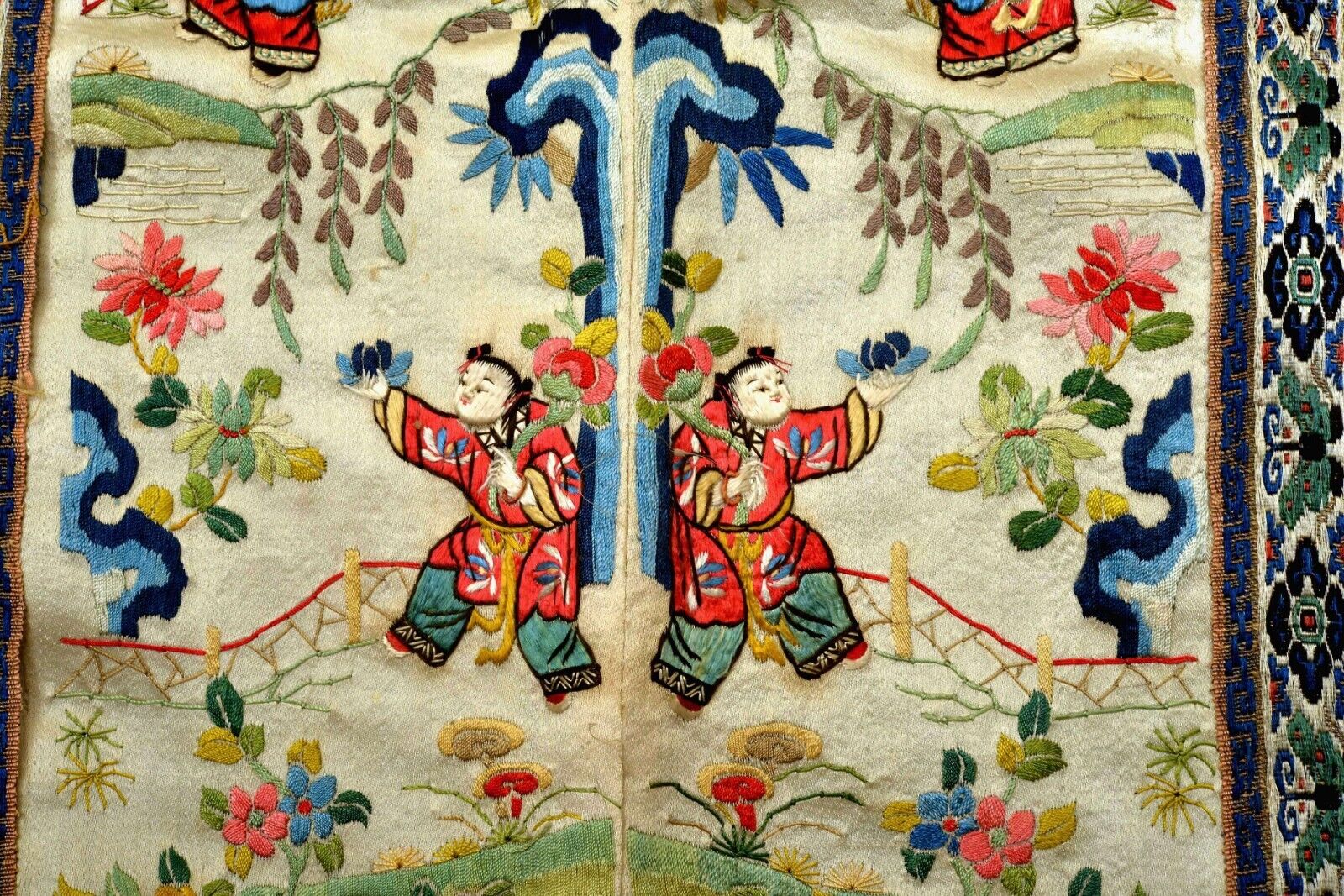 Antique Chinese Silk Embroidery Tapestry Panel