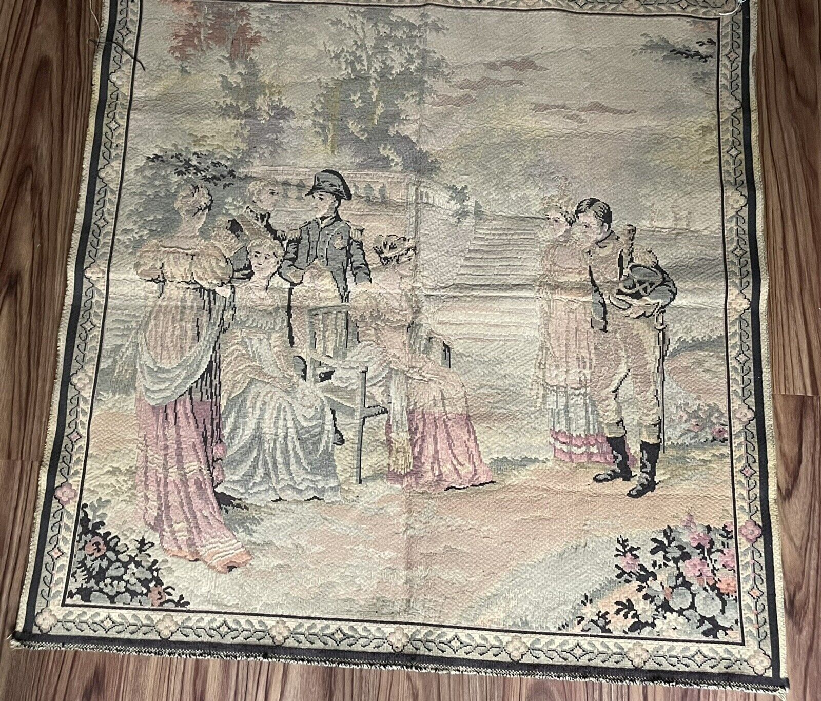 French Romantic Antique Textile Tapestry for Home Decor