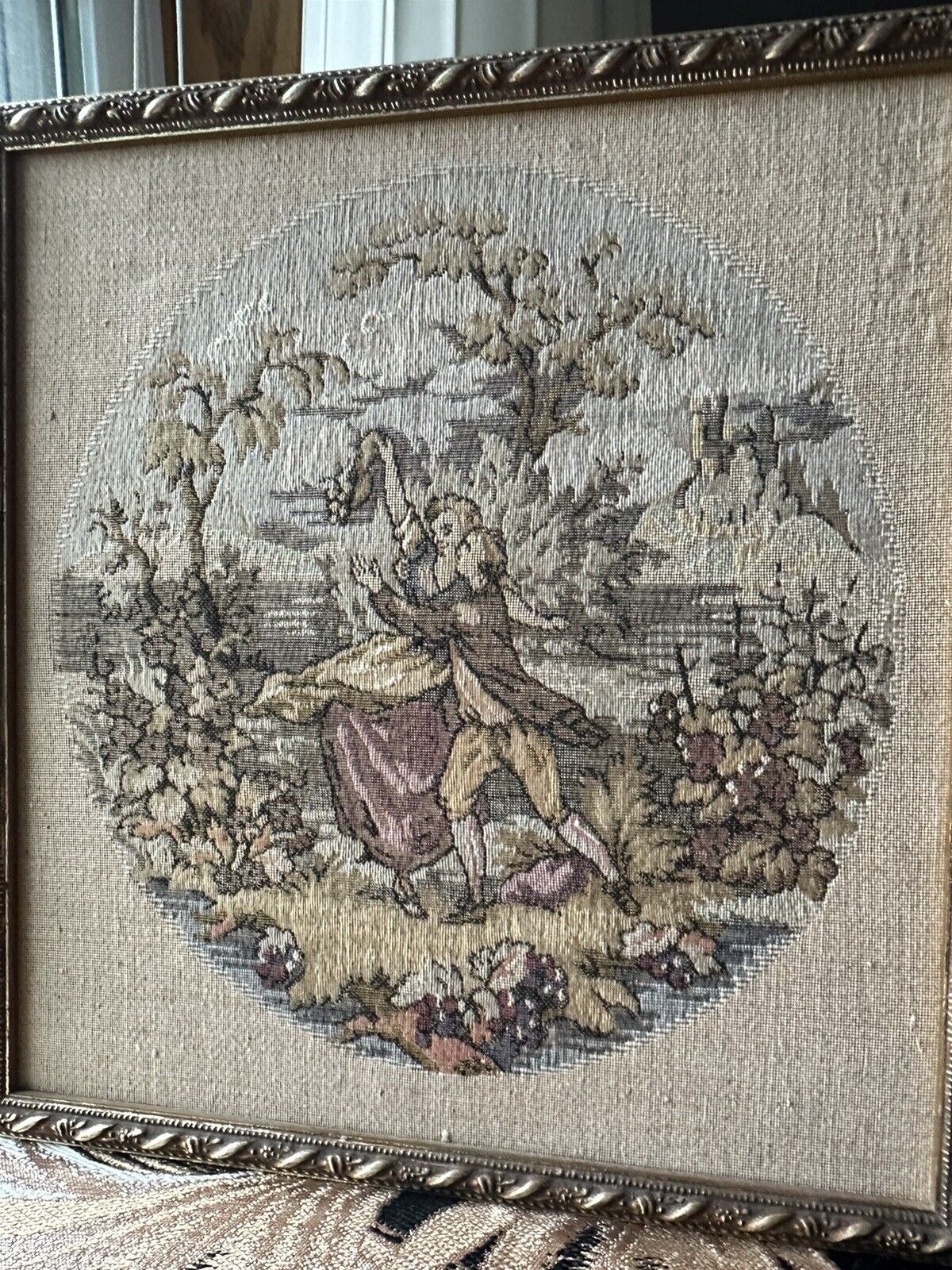 Vintage French Tapestry Framed Textile Artwork