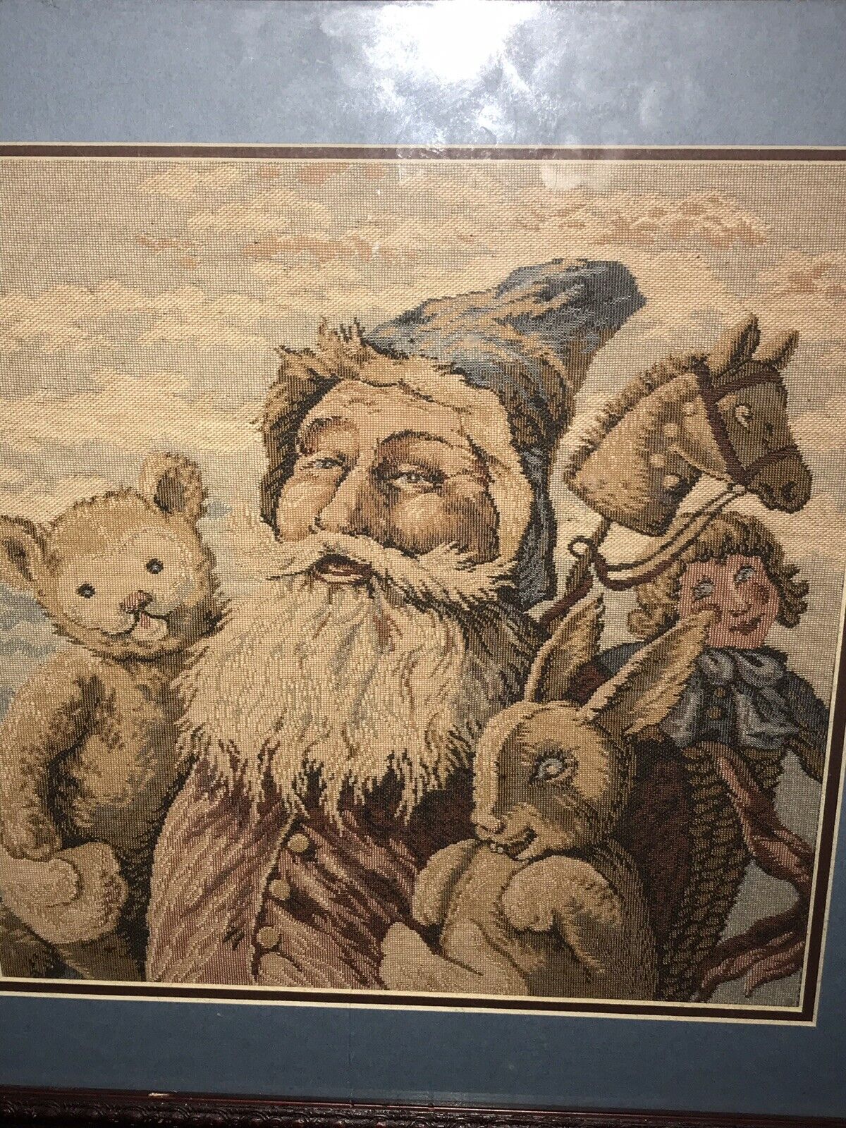 Antique 1800s German St. Nicholas Tapestry