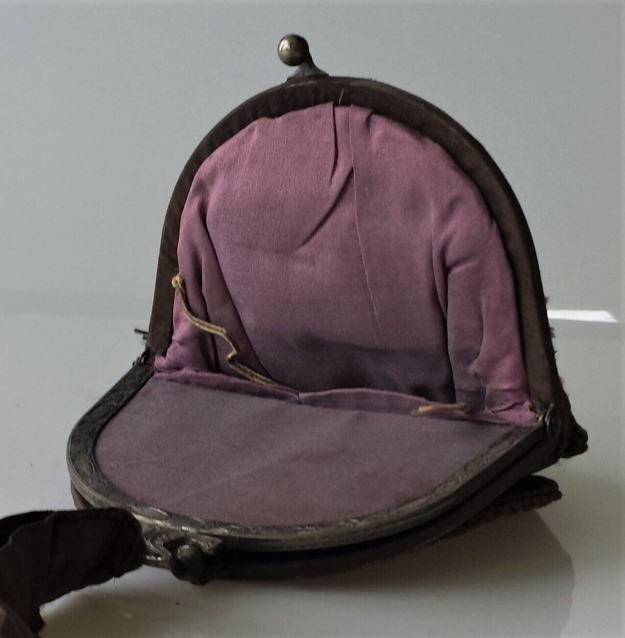 Victorian Antique Silk Tapestry Purse with Mirror