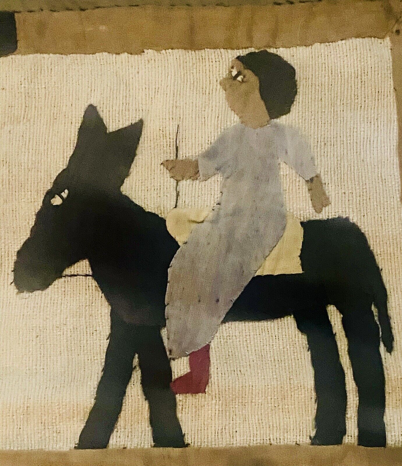 Antique Egyptian Figures Mixed Media Textile Tapestry