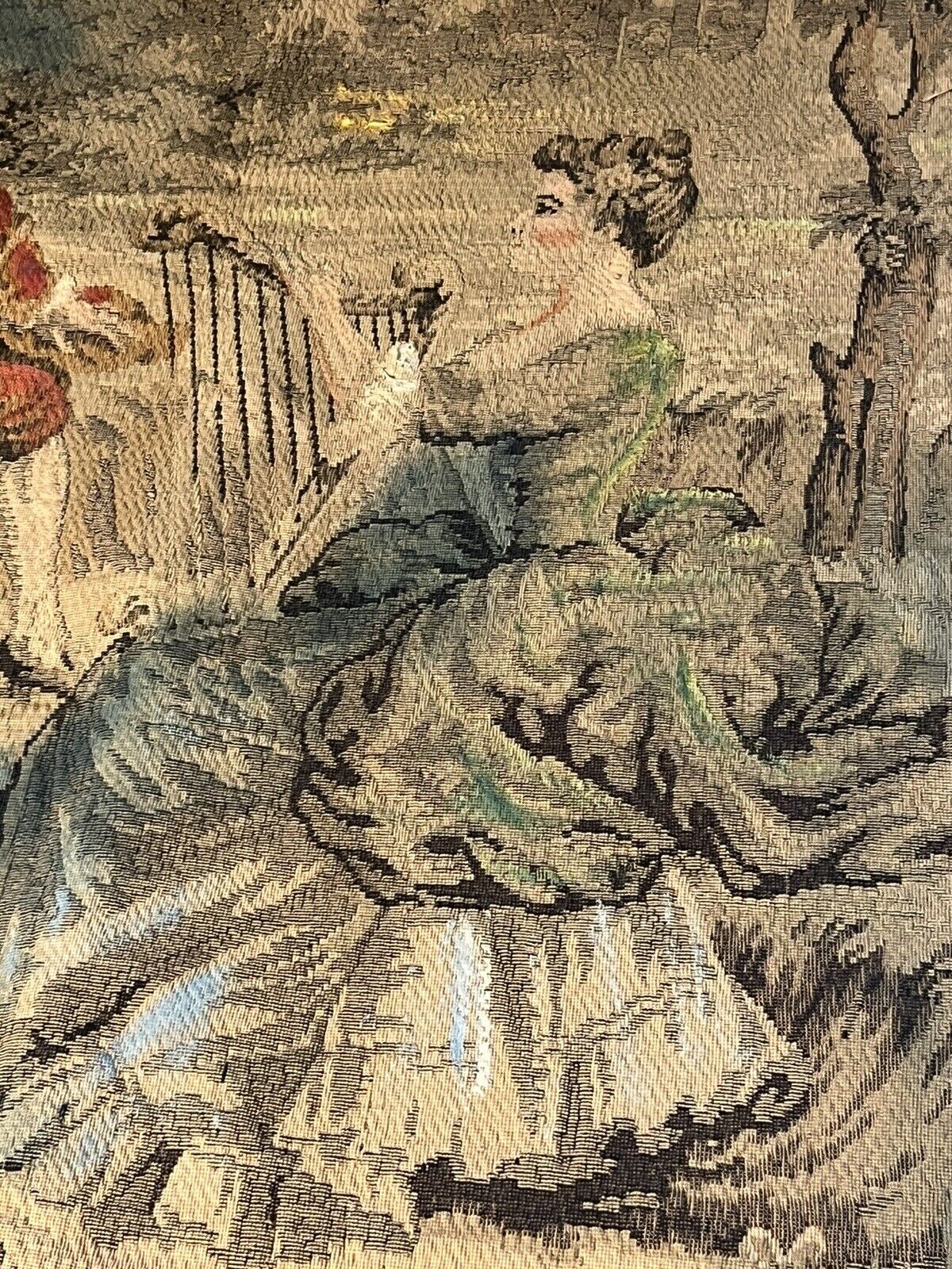 Early 1900s FAMCO French Linen Wall Tapestry