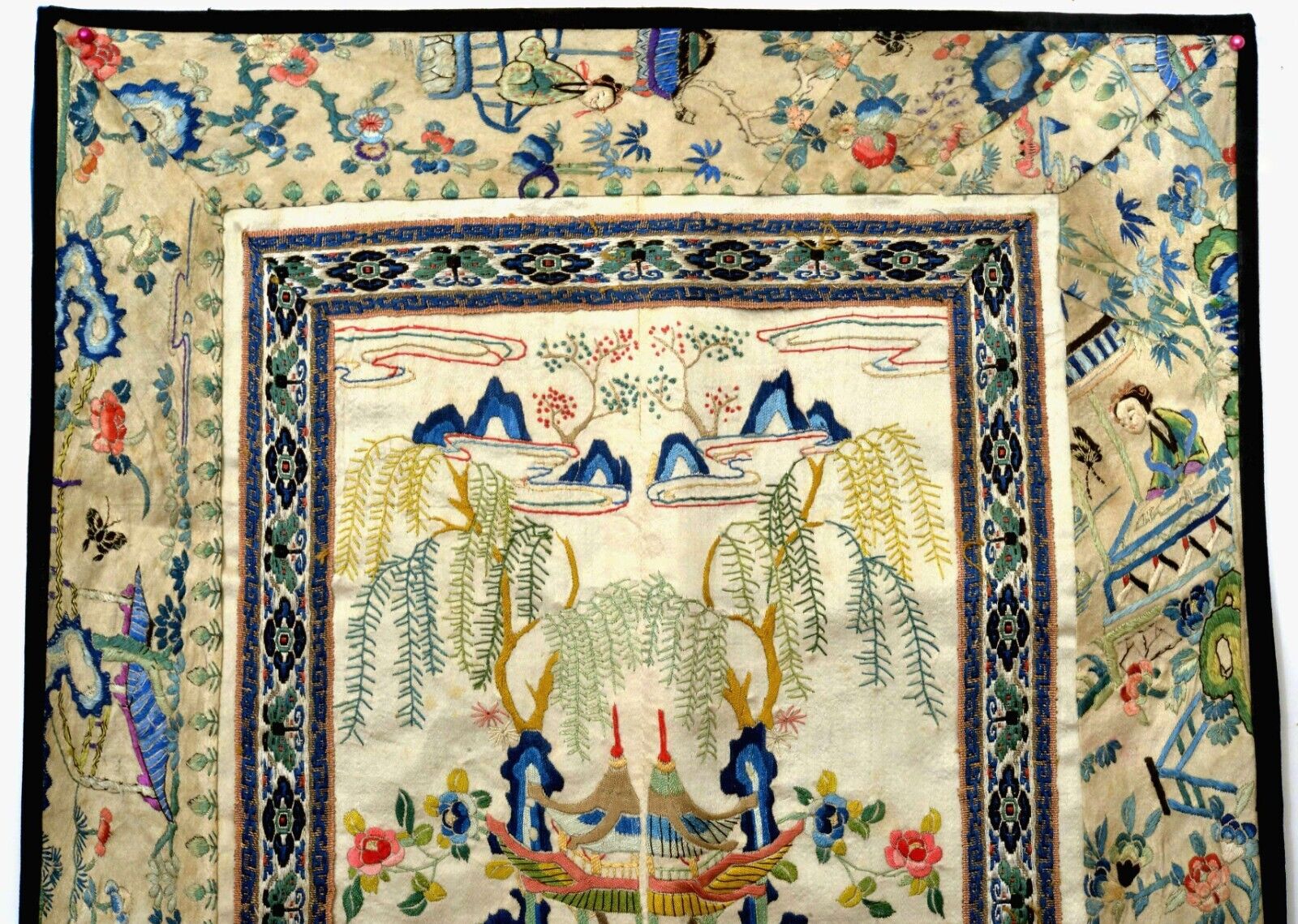 Antique Chinese Silk Embroidery Tapestry Panel