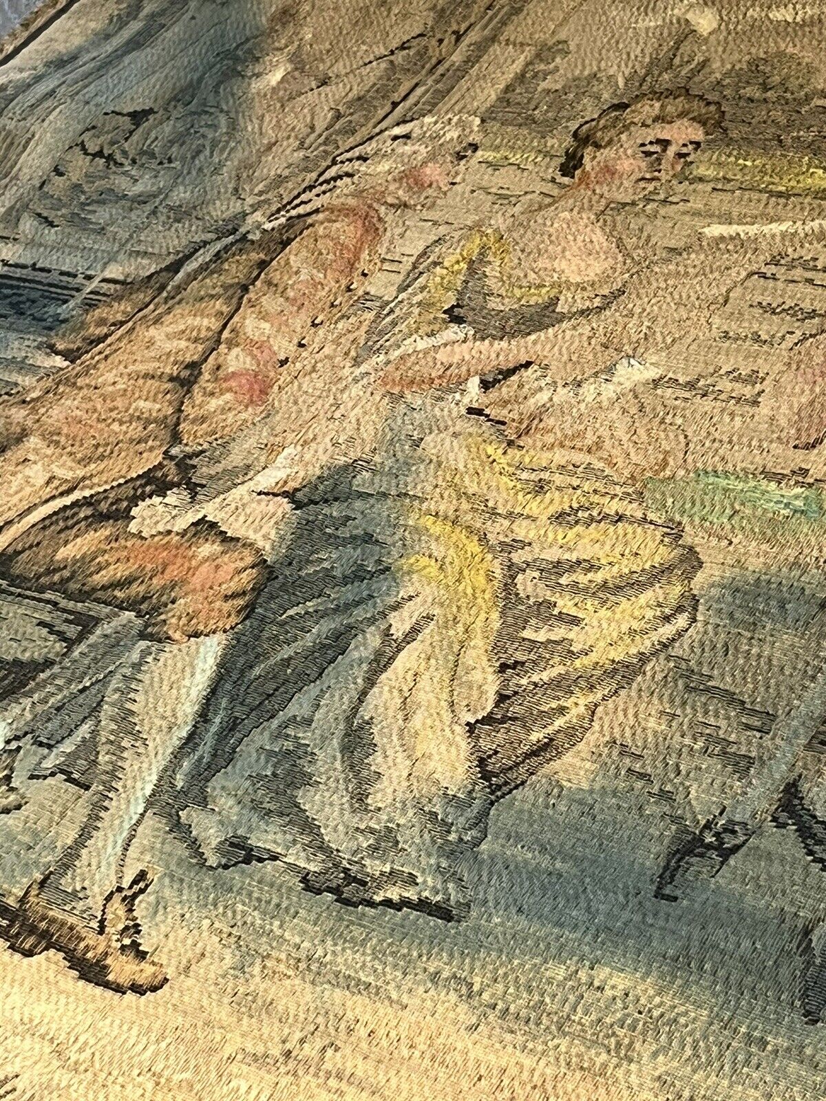 Early 1900s FAMCO French Linen Wall Tapestry
