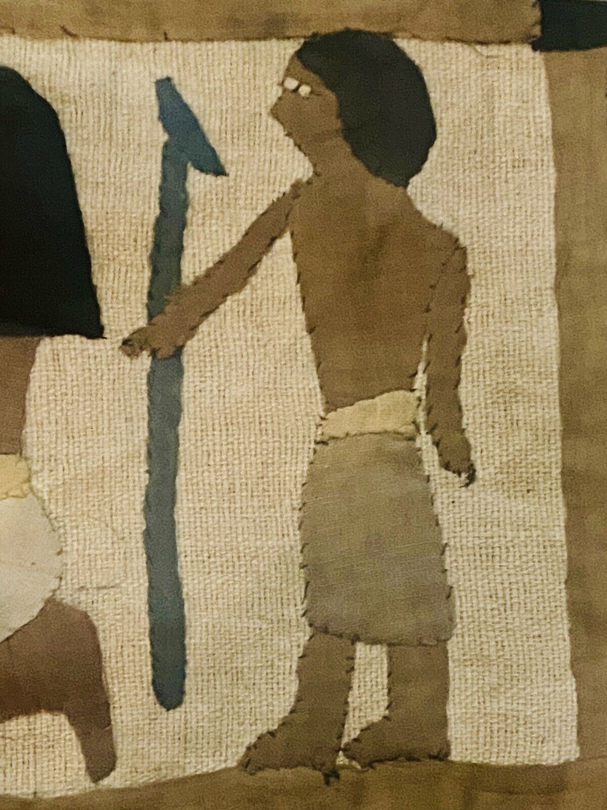 Antique Egyptian Figures Mixed Media Textile Tapestry