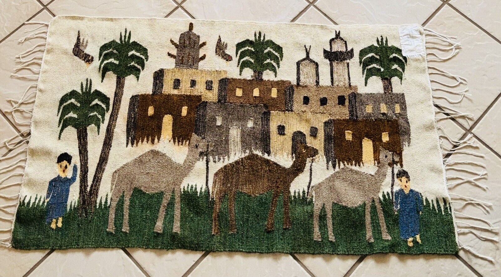 Vintage Egyptian Handwoven Tapestry Carpet - El Harraneia