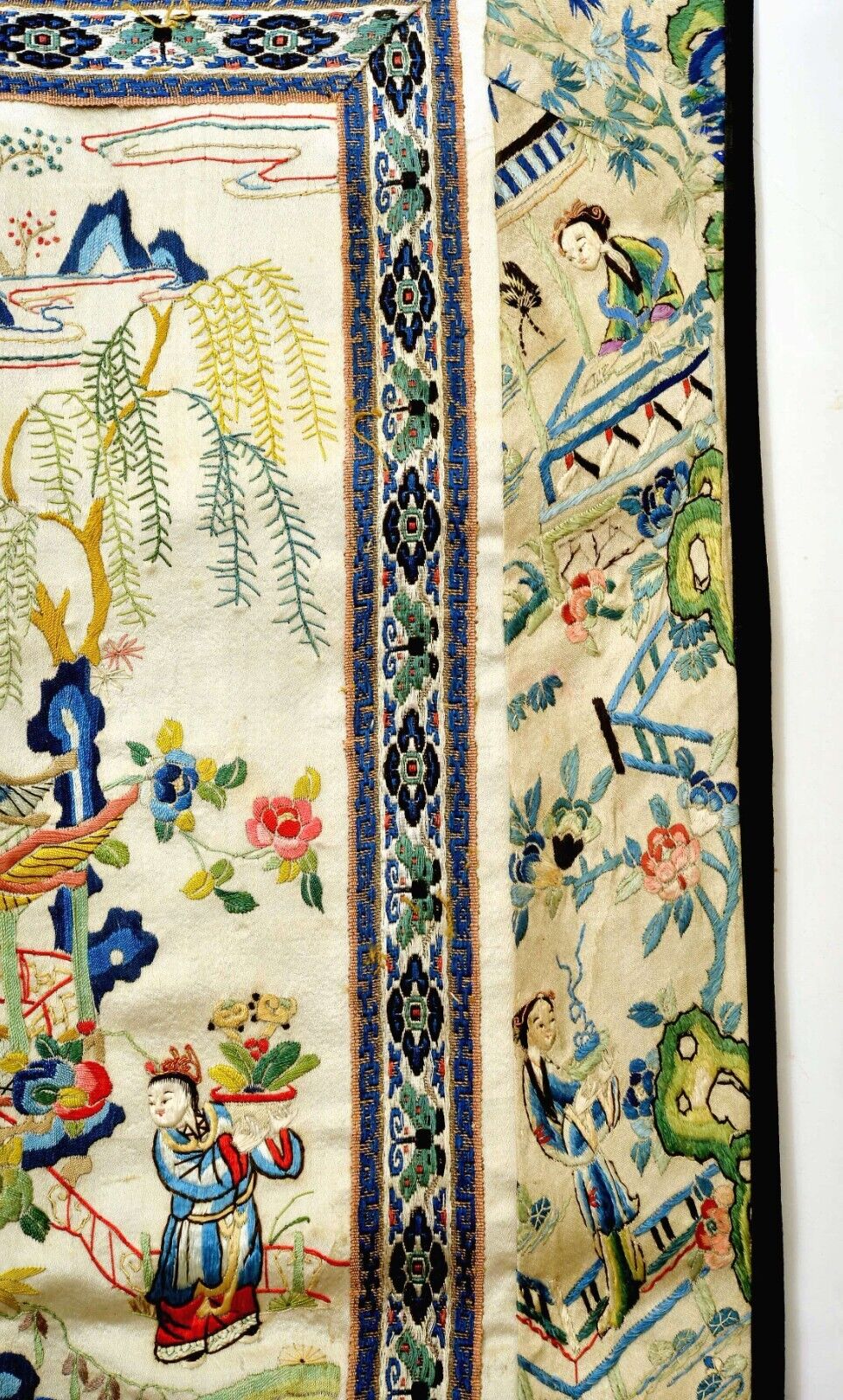 Antique Chinese Silk Embroidery Tapestry Panel