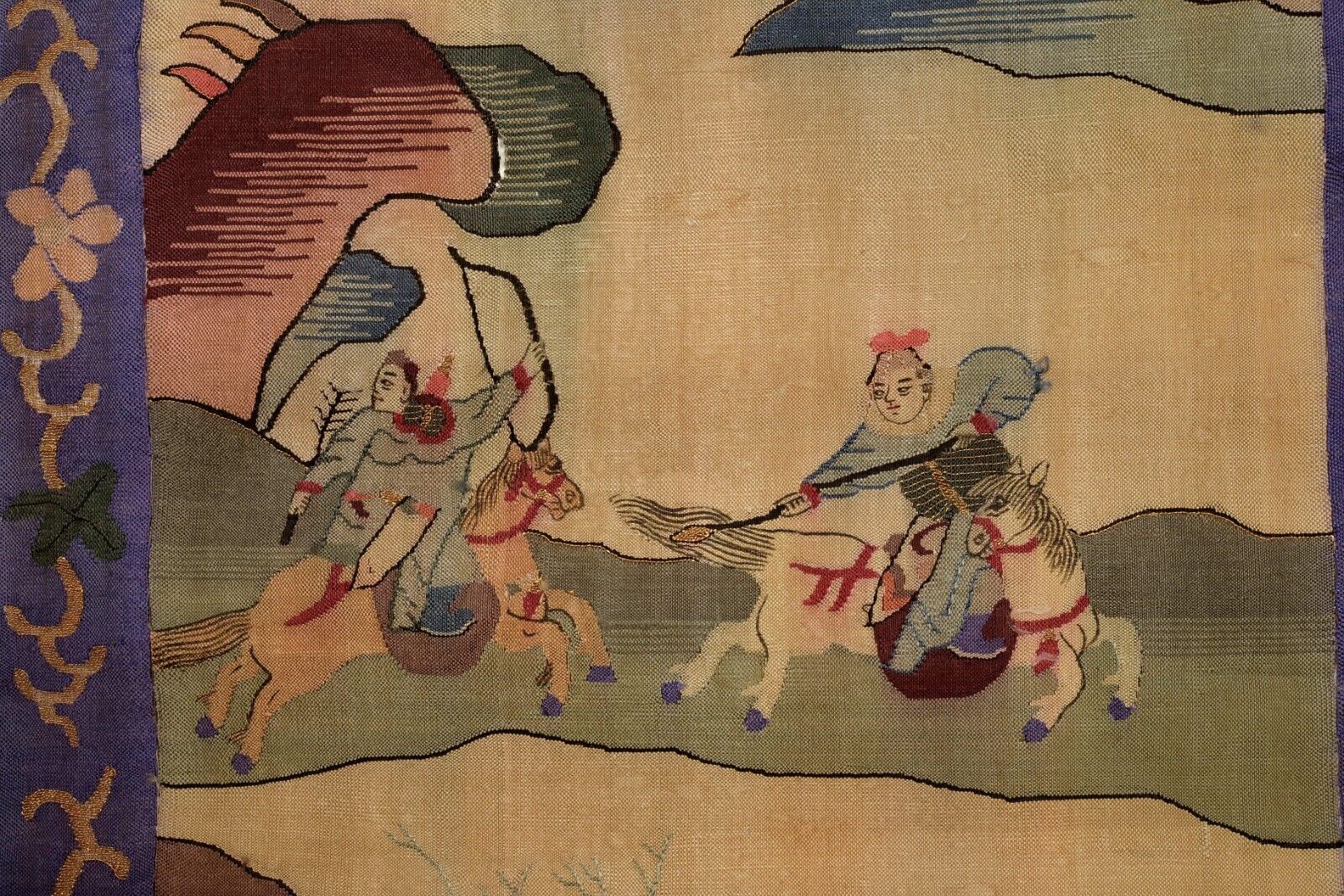 1900s Silk Kesi Kossu Embroidery Tapestry Panel