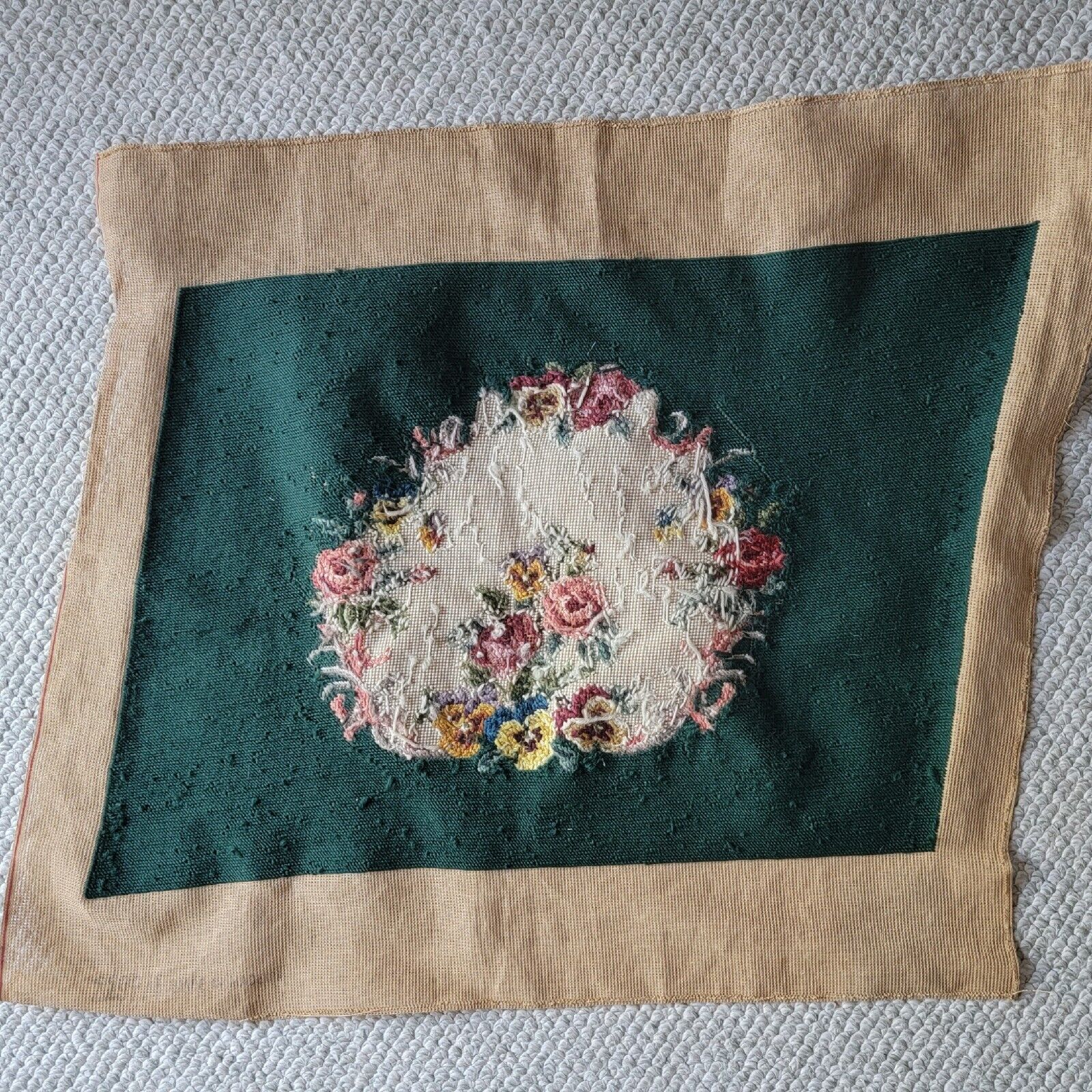 Early 20th Century Floral Tapestry Bench Cover