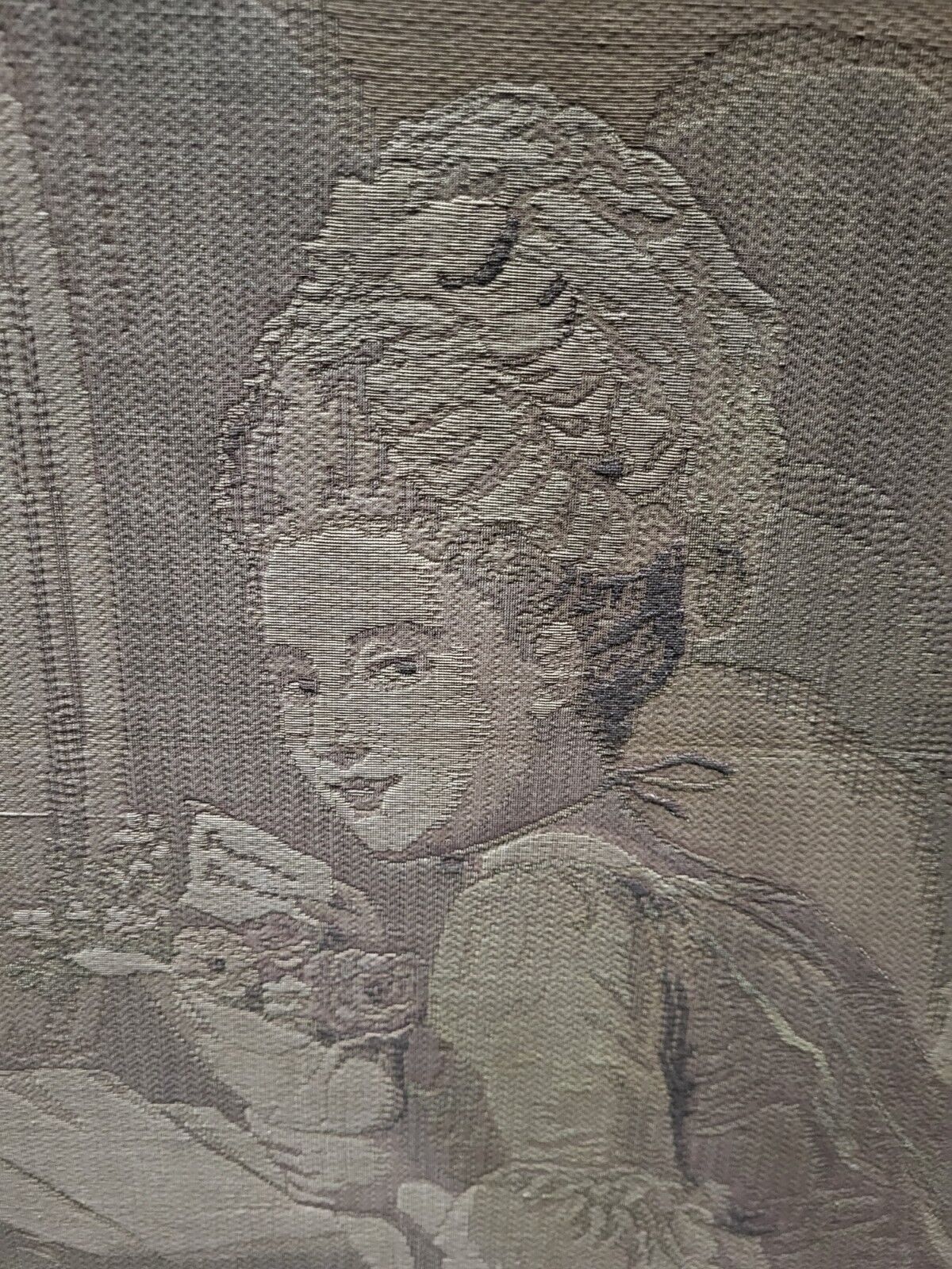Fragonard Vintage Tapestry: Girl with Dog 1900