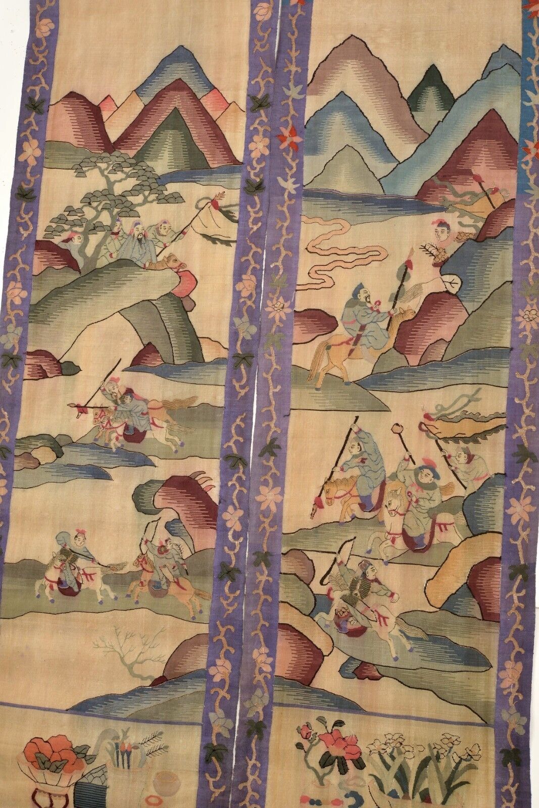 1900s Silk Kesi Kossu Embroidery Tapestry Panel